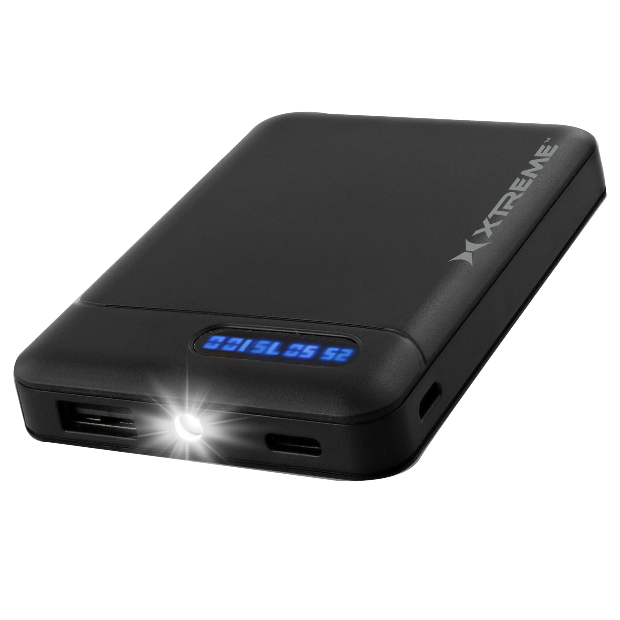 5000mAh Type-C Power Bank with Digital Display, Dual USB Outputs, and Built-in Flashlight - Portable Battery Charger for All Devices