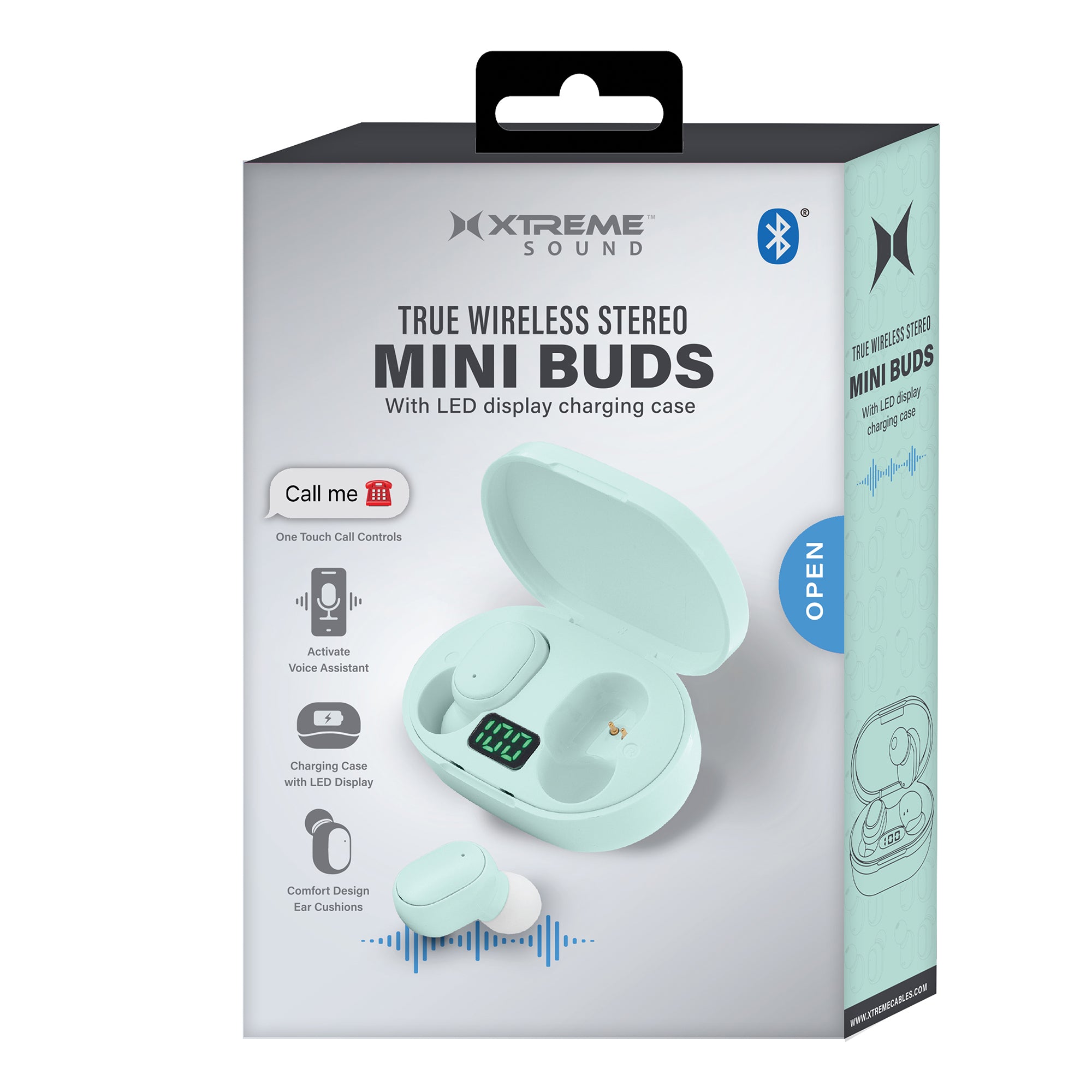 True Wireless Stereo Mini Buds with LED Display Charging Case, Comfort Design, Bluetooth 5.0, and Voice Assistant Activation