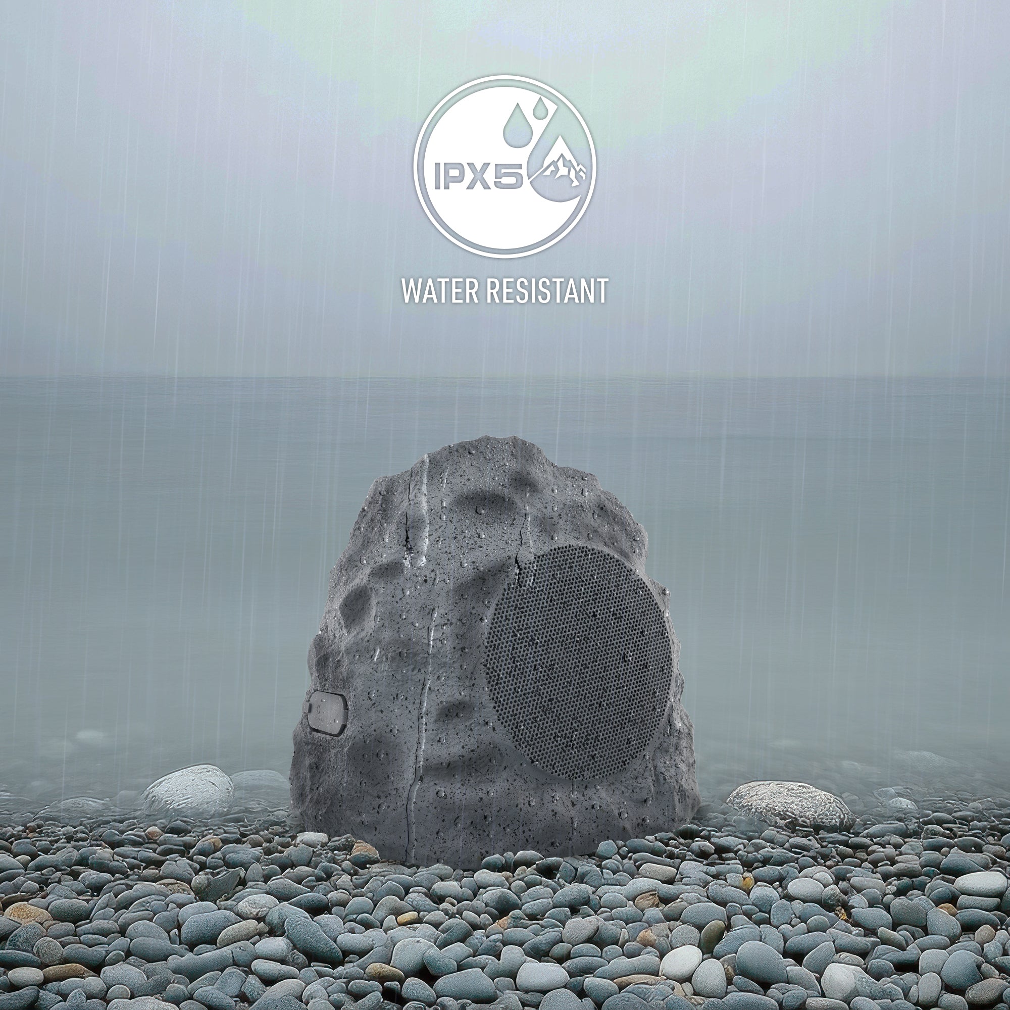 Rock Speakers Outdoor Waterproof 2 Pack - IPX5 Water-Resistant Speaker with True Wireless Stereo - 33ft Range