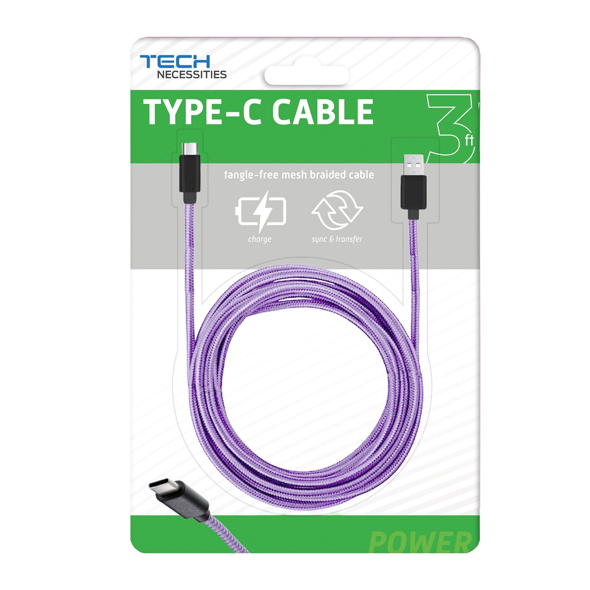 3ft USB-A to Type-C Cable for Data Sync and Transfer, Basic USB 2.0 Charger Cord for Smartphones and Tablets