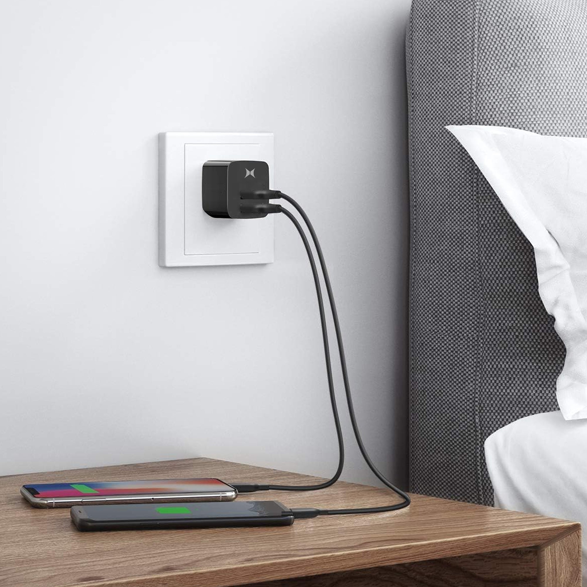 Dual Type-C Port Wall Charger with Foldable Prongs, 3.1A Fast Charging USB-C Power Adapter for Smartphones and Tablets