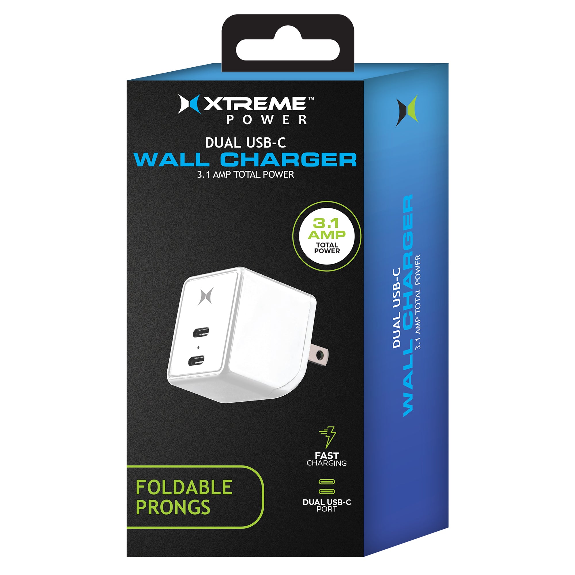 Dual Type-C Port Wall Charger with Foldable Prongs, 3.1A Fast Charging USB-C Power Adapter for Smartphones and Tablets
