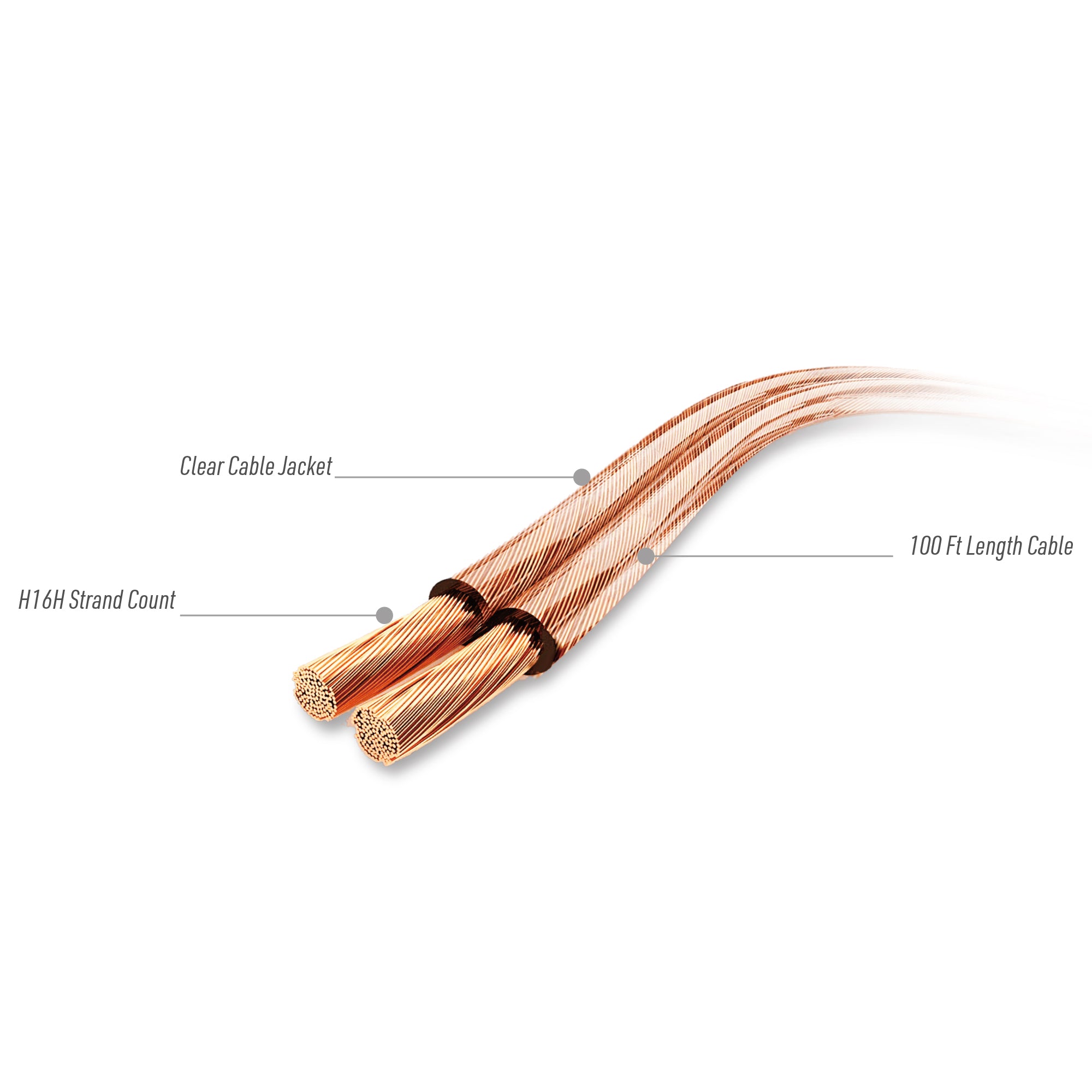 100ft 16 Gauge Speaker Wire - 16AWG Standard, Oxygen-Free Copper, High-Quality Audio Cable for Home Theater