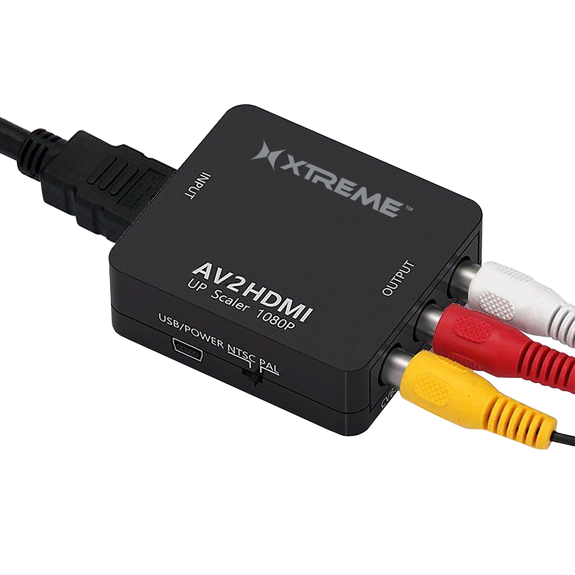 AV to HDMI Converter, 1080p RCA to HDMI Adapter, Composite to HDMI, Supports 720p/1080p, Mini USB Power for TV, VCR, N64, SNES, DVD Player, and more.