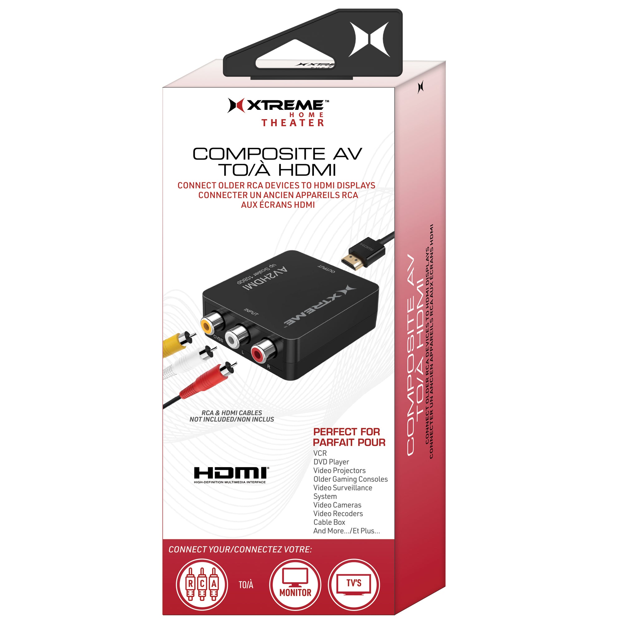 AV to HDMI Converter, 1080p RCA to HDMI Adapter, Composite to HDMI, Supports 720p/1080p, Mini USB Power for TV, VCR, N64, SNES, DVD Player, and