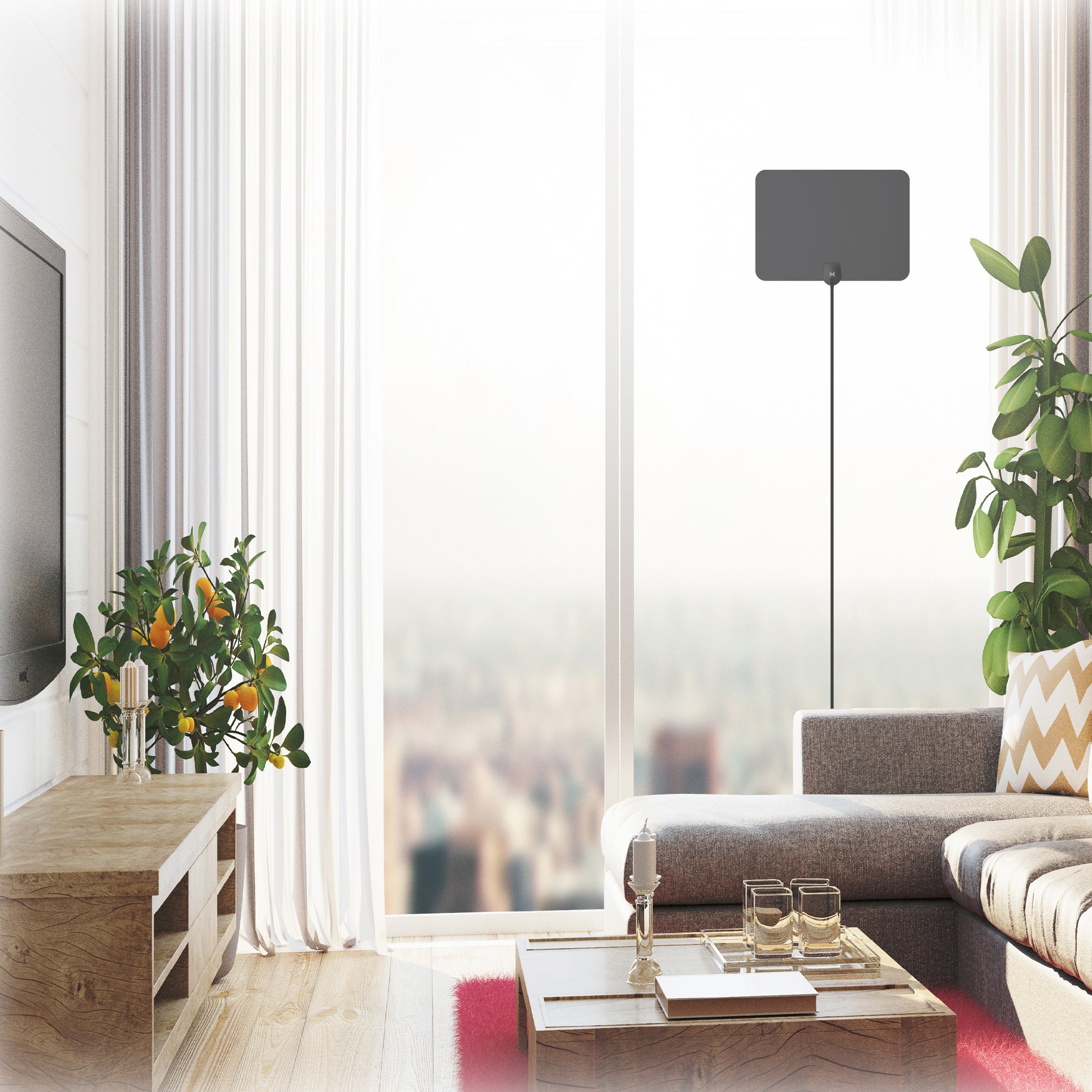 Digital HDTV Antenna for 1080P HD Channels, 60-Mile Range & Easy DIY Installation, Get Free Local TV with Crystal Clear Picture, Includes 16ft Coaxial Cable