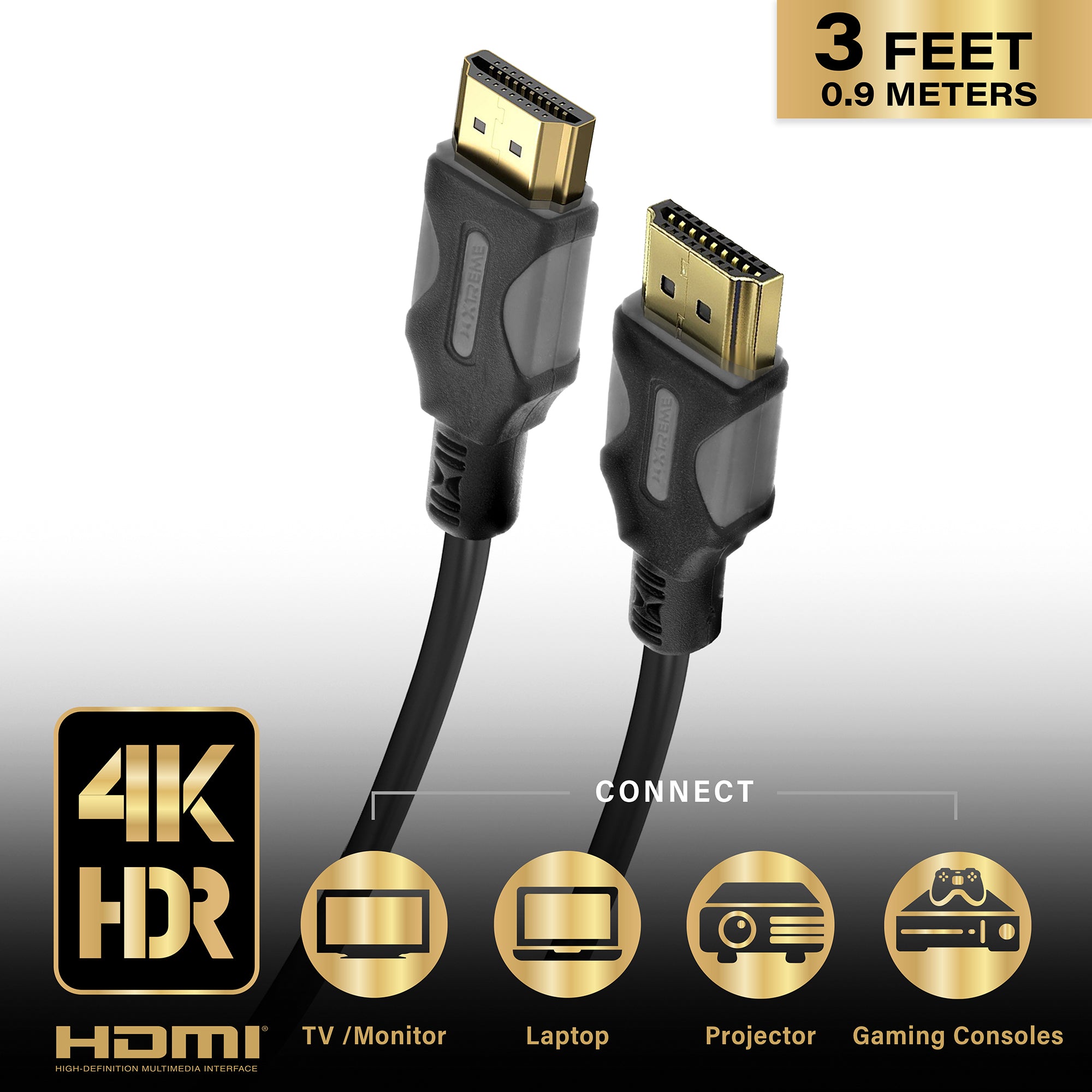 High-Speed 4K HDMI Cable 3ft 9ft 25ft- 18Gbps, 4K HDR, and 16-Bit Color Support for All Your Devices