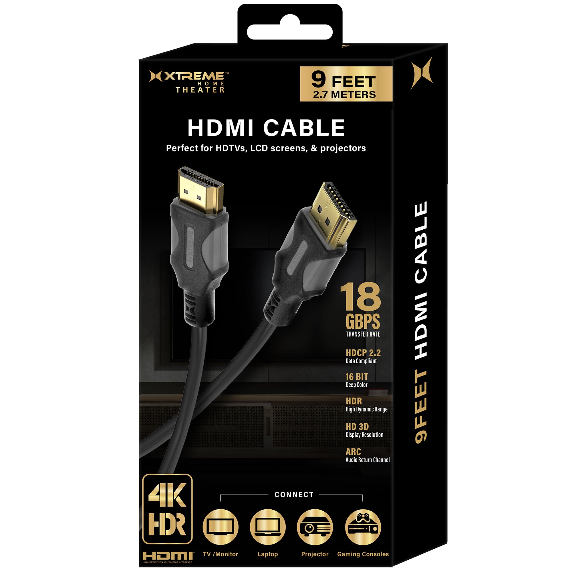 High-Speed 4K HDMI Cable 3ft 9ft 25ft- 18Gbps, 4K HDR, and 16-Bit Color Support for All Your Devices