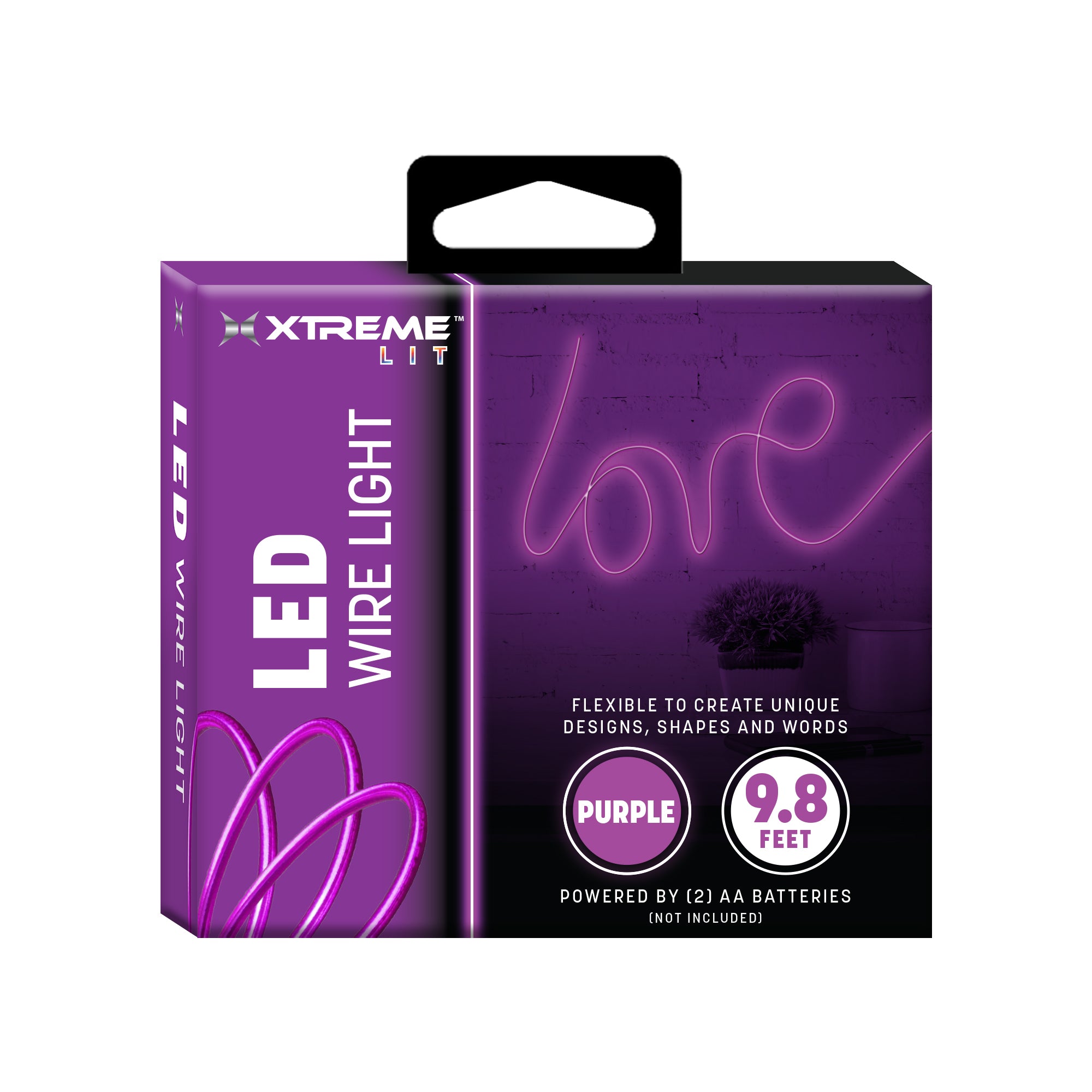 9.8ft LED Wire Light, Bendable, 3 Lighting Modes, Blue, Green, Pink, Purple