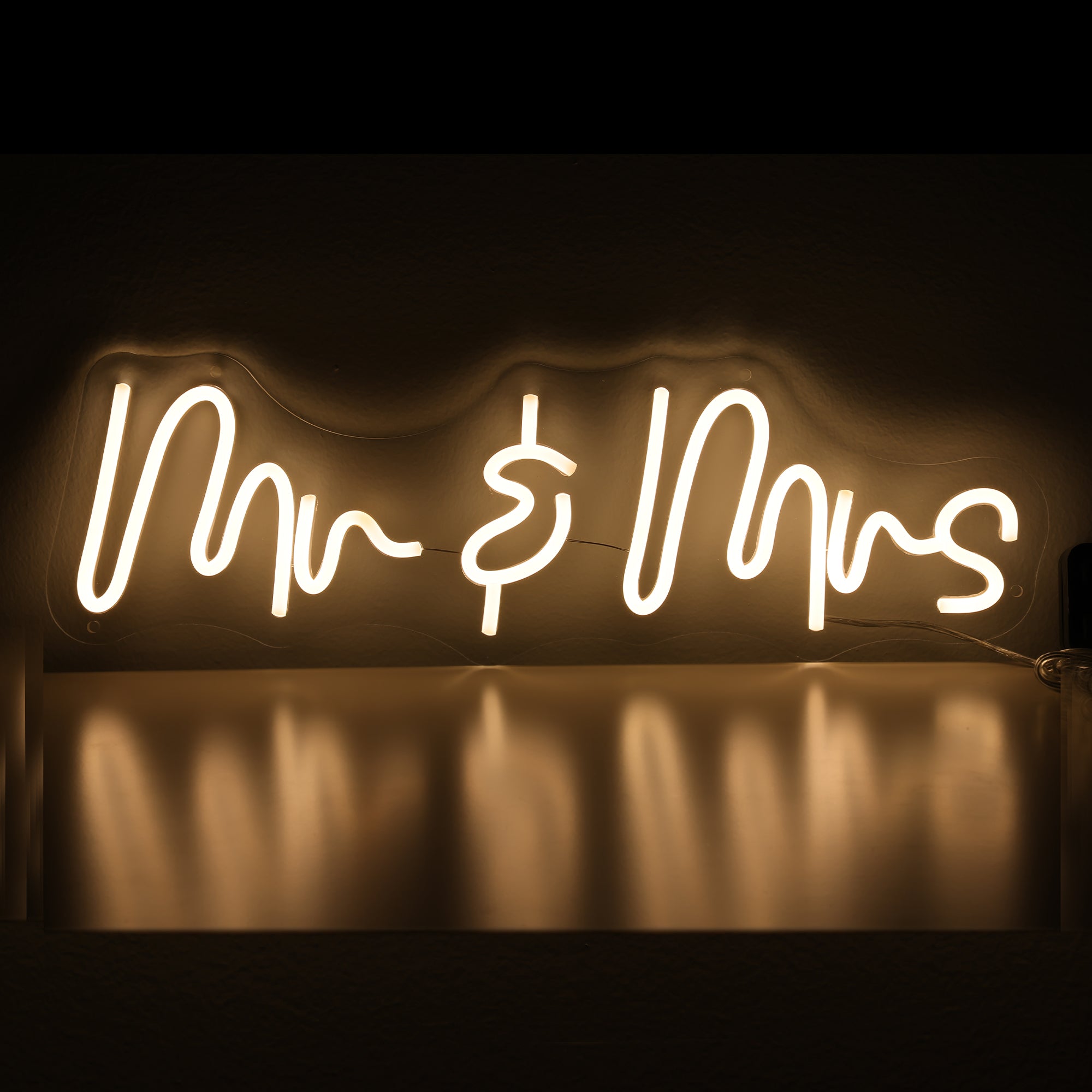 22.03"" x 8.4"" 'Mr & Mrs' Warm White LED Neon Sign