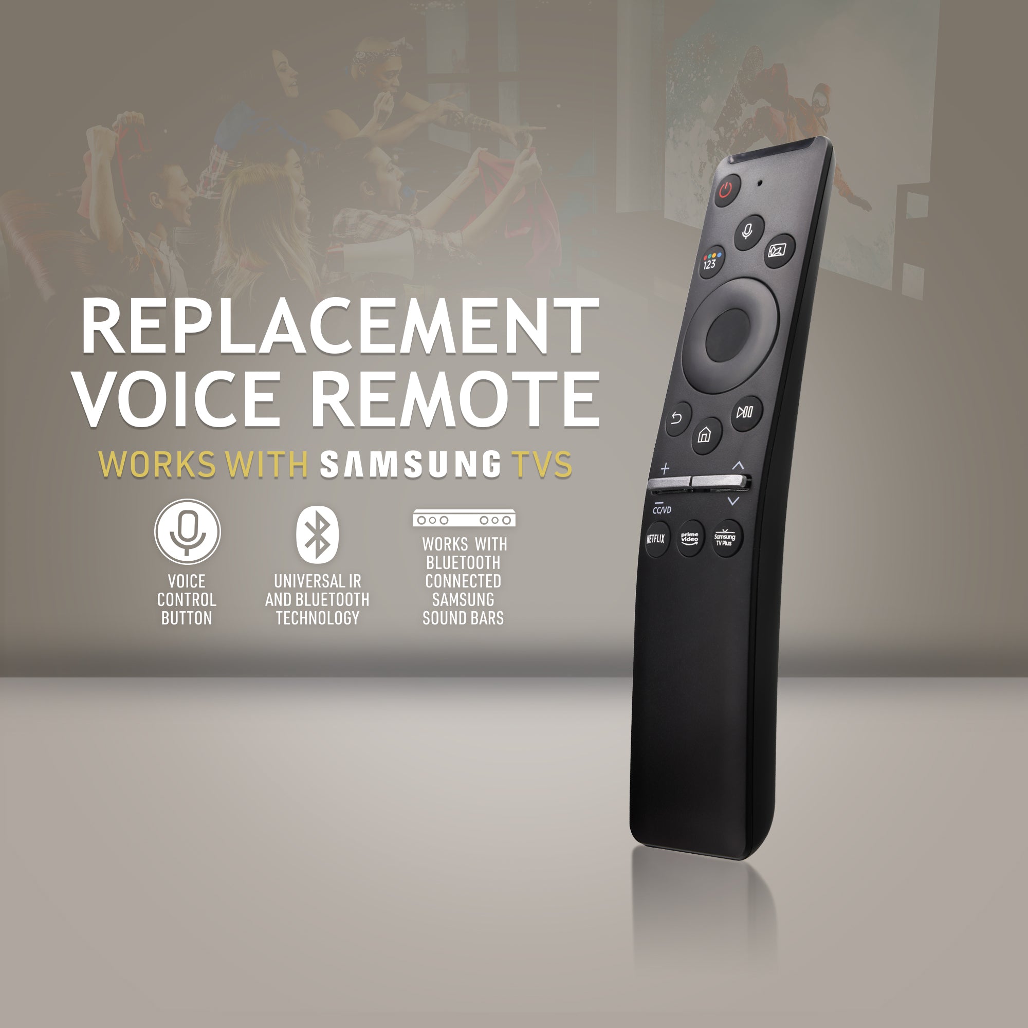 Samsung Smart TV Remote with Voice Control, Simple Selection Pad, and Ambient Mode Functionality for QLED and Frame TVs