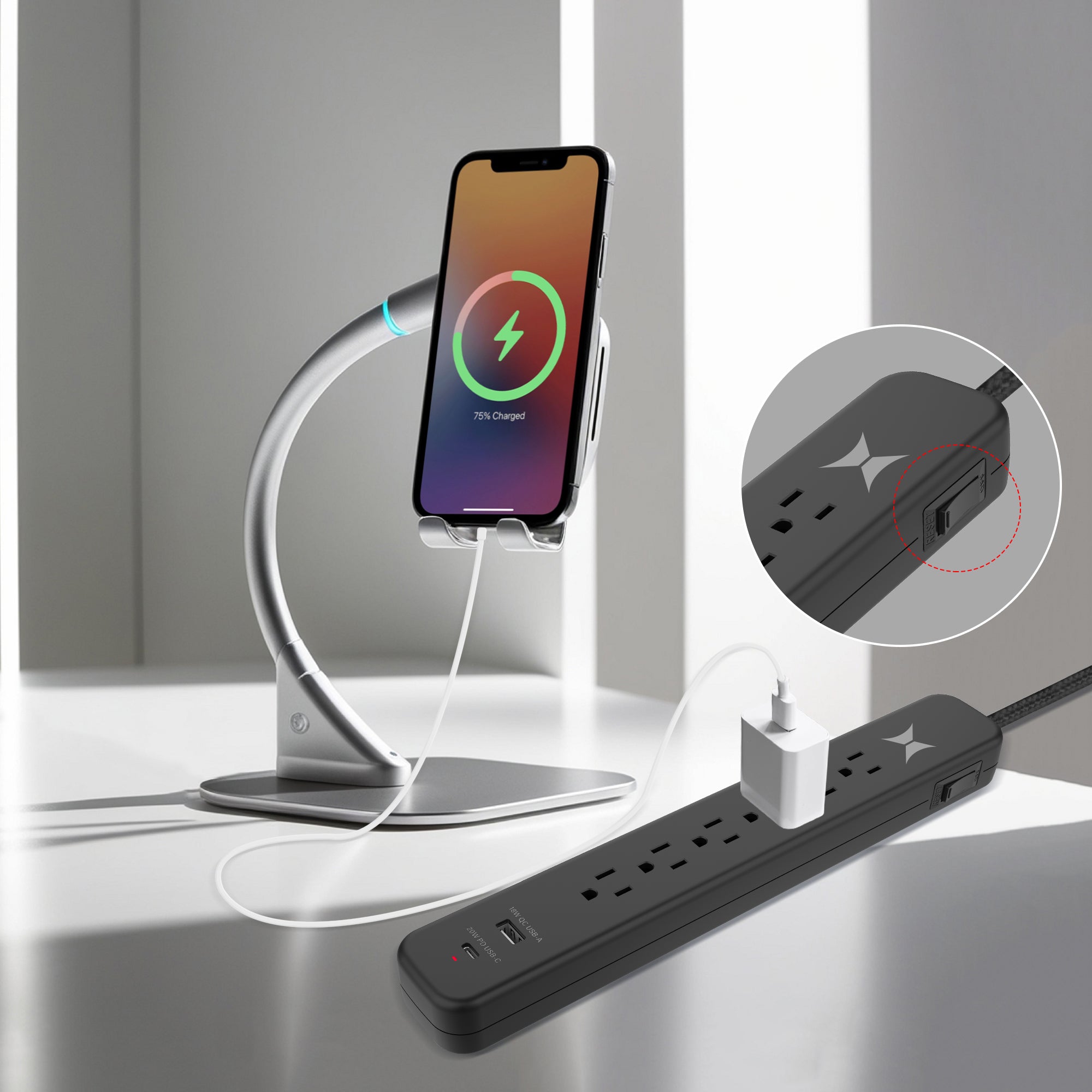 Xtreme Power Strip with 6 Outlets 20W USB-C & 18W USB-A Charging