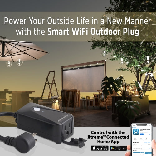Smart Outdoor Plug with Remote & Voice Control, Works with Alexa & Google Assistant, Single Outlet Wi-Fi Smart Plug for Patio Lights, Fans, and Appliances