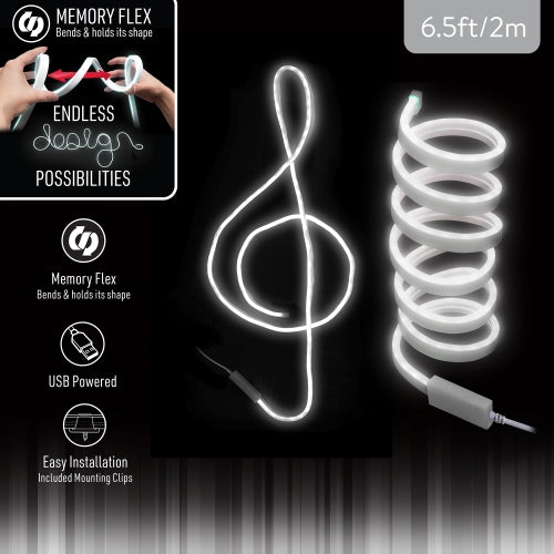6.5ft Neon Bend and Shape Memory Flex Wire White LED Light Strip, Indoor Use