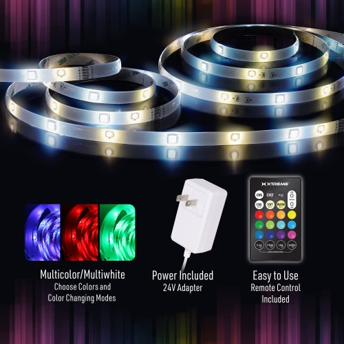 50ft Indoor LED Light Strips, Multiple Color Effects, Remote Control