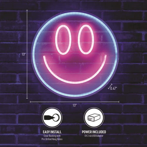 Neon Smiley Face Sign