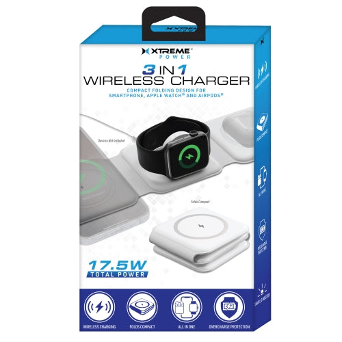 3-in-1 All-in-One Foldable Wireless Charger, White
