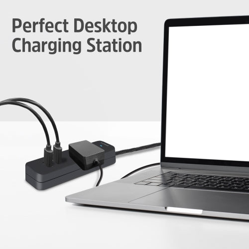 6ft. Fabric Braided Power Strip with Low-Profile Angled Plug, 1 Grounded Outlet, and 2.4A Dual USB-A Ports, Ideal for Home, Office, and Travel