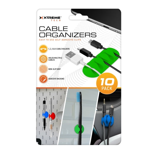 10-Pack Self-Adhesive Cable Drop Organizers for Desk & Home – Multi-Purpose Wire & Cord Management Clips