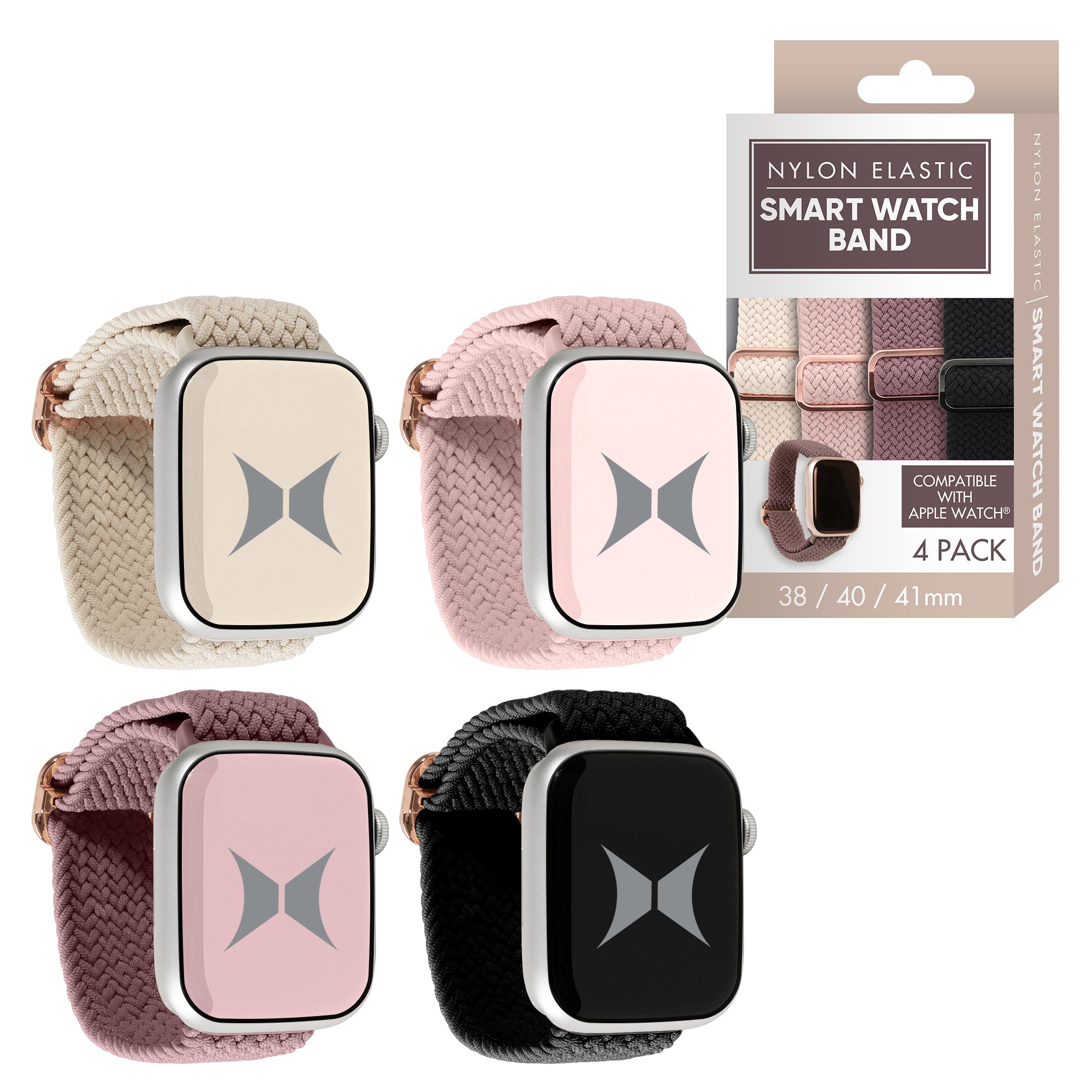 Unisex Smart Watch Nylon Braided Elastic Band 4 Pack – Small Size, Breathable