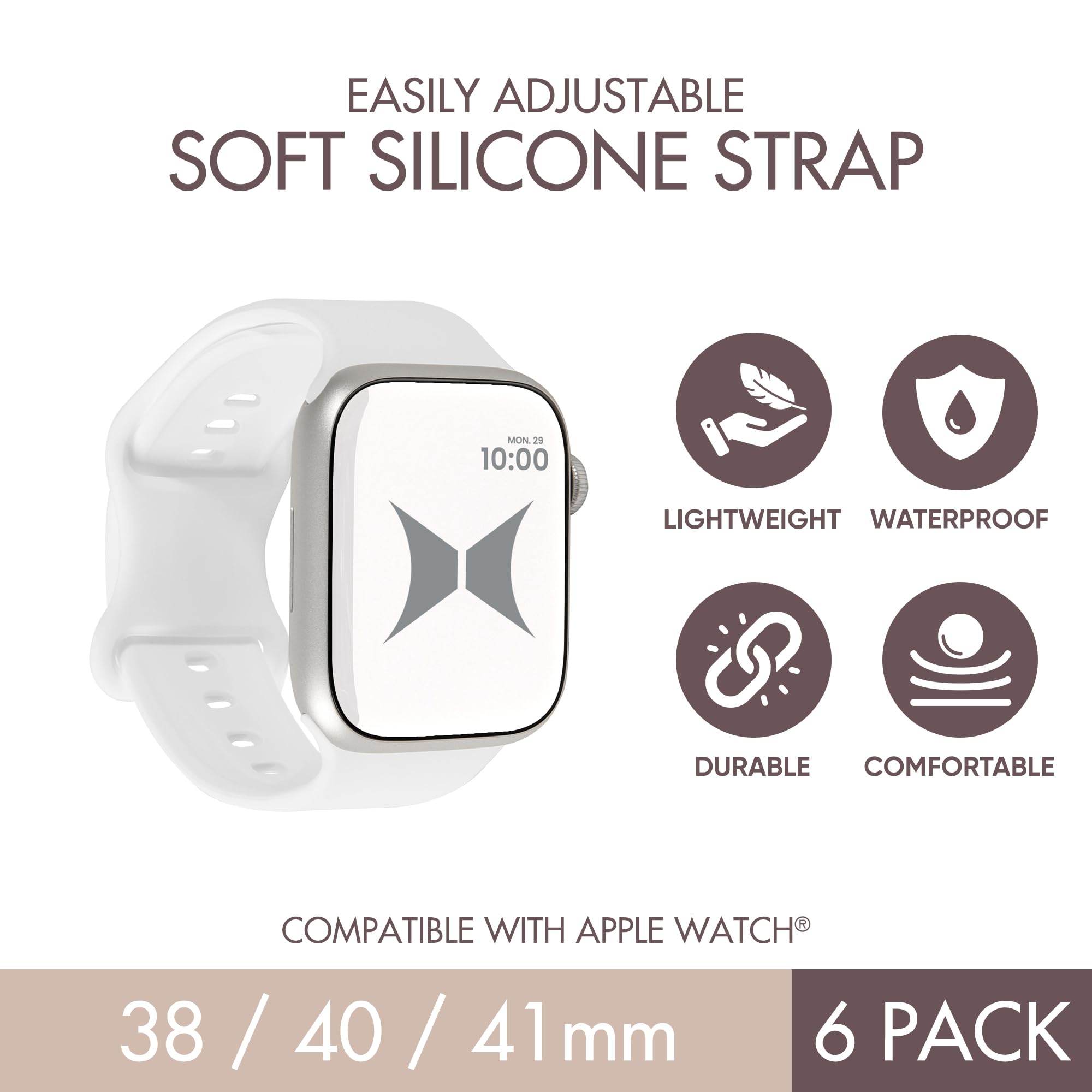 Smart Watch Soft Silicone Band 6 Pack – Small Size, Waterproof, New Buckle Design