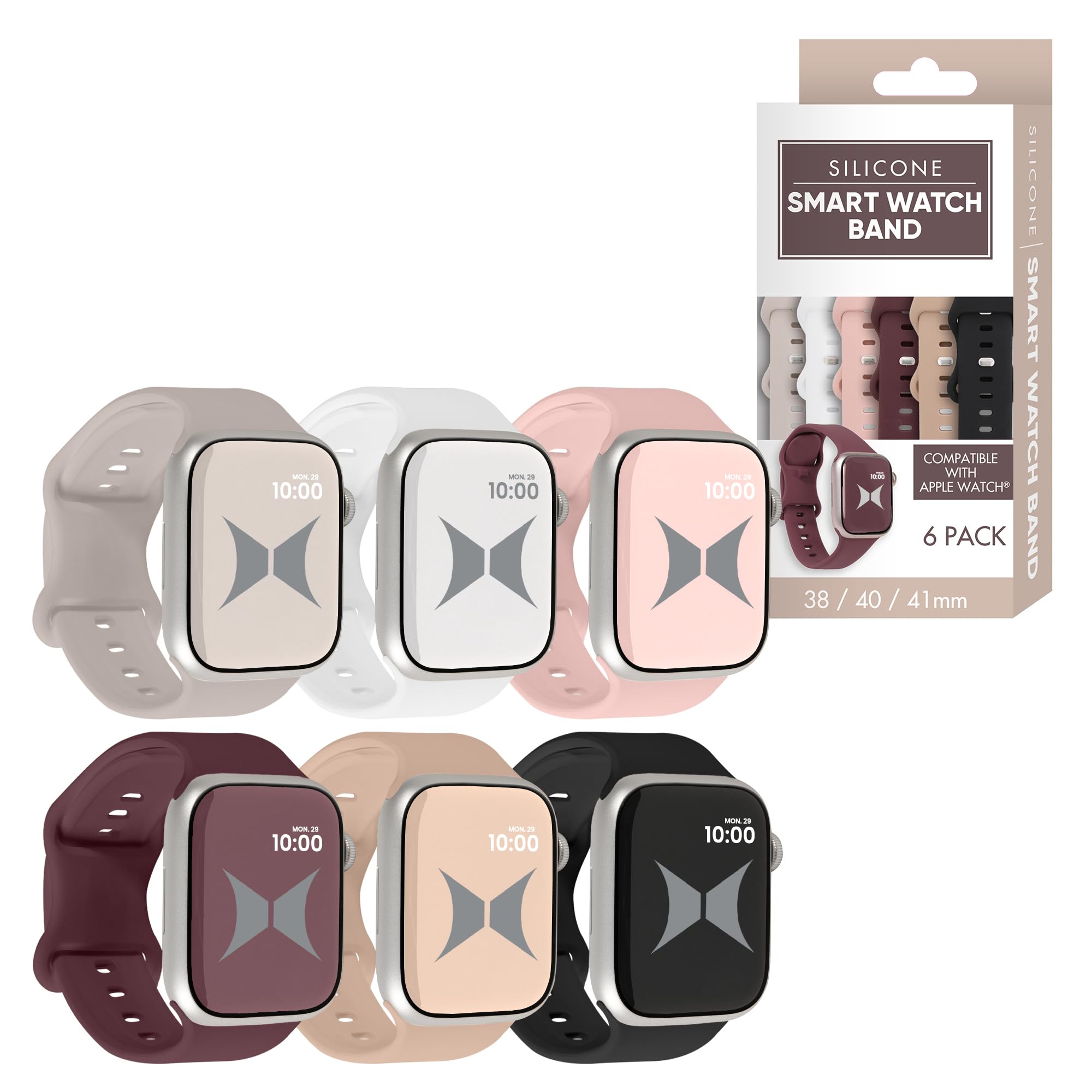 Smart Watch Soft Silicone Band 6 Pack – Small Size, Waterproof, New Buckle Design