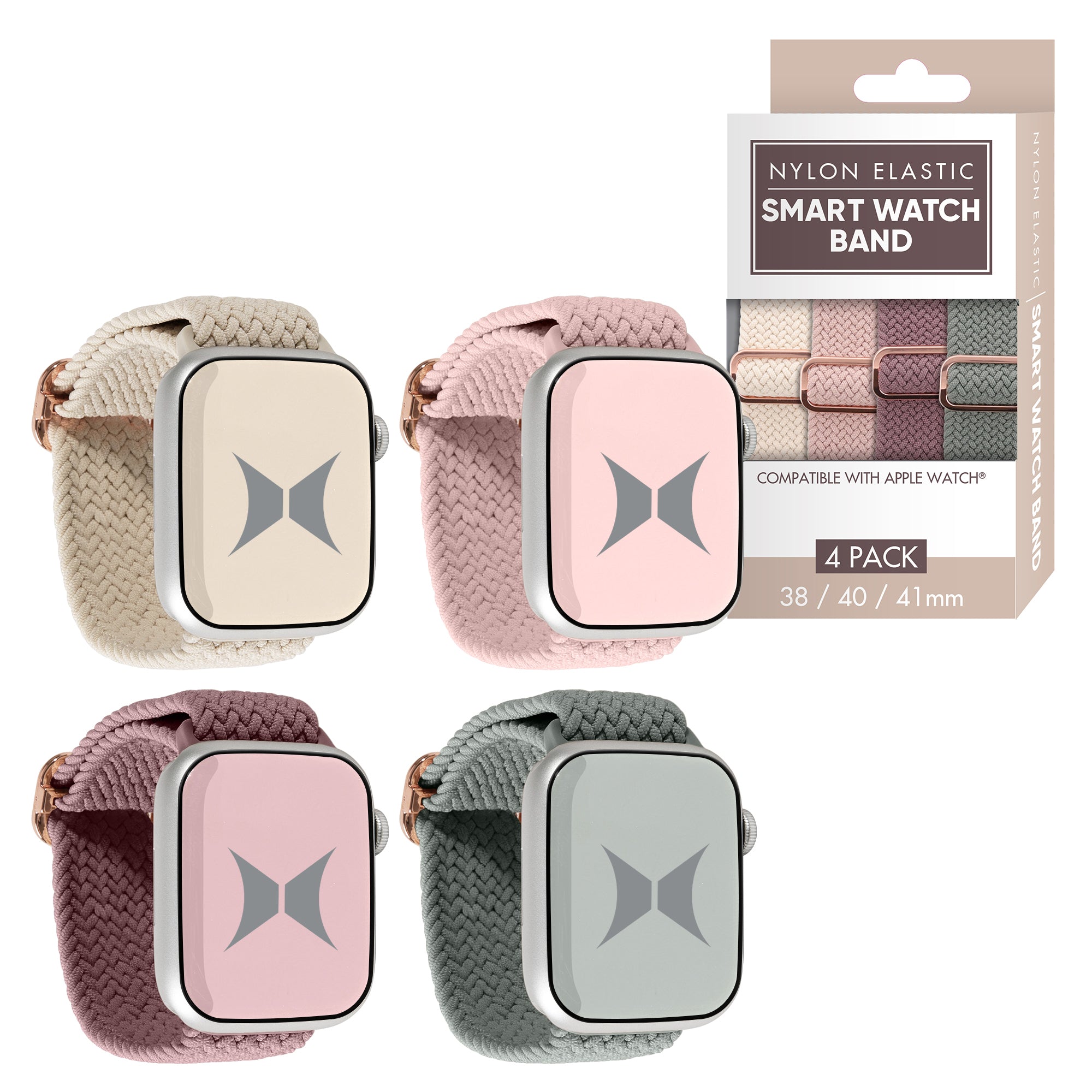 Unisex Smart Watch Nylon Braided Elastic Band 4 Pack – Small Size, Breathable