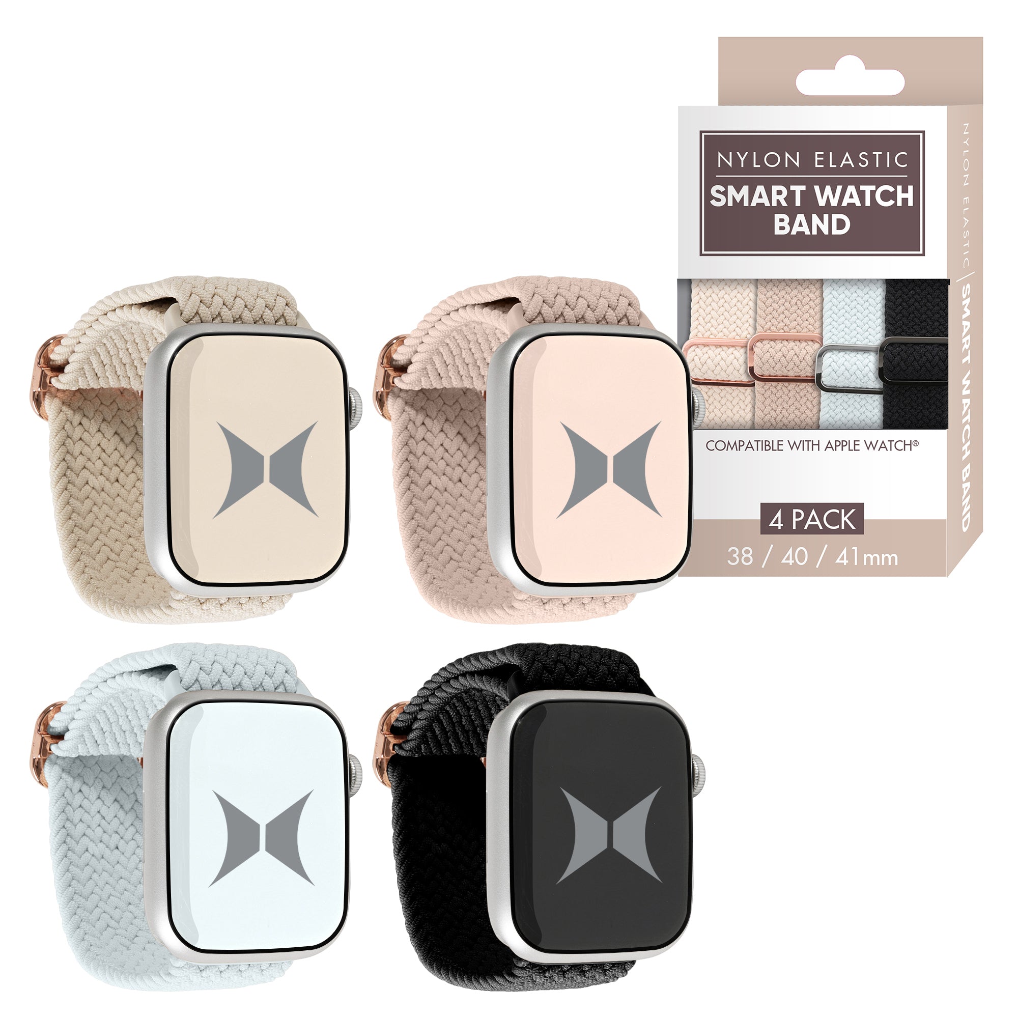 Unisex Smart Watch Nylon Braided Elastic Band 4 Pack – Small Size, Breathable