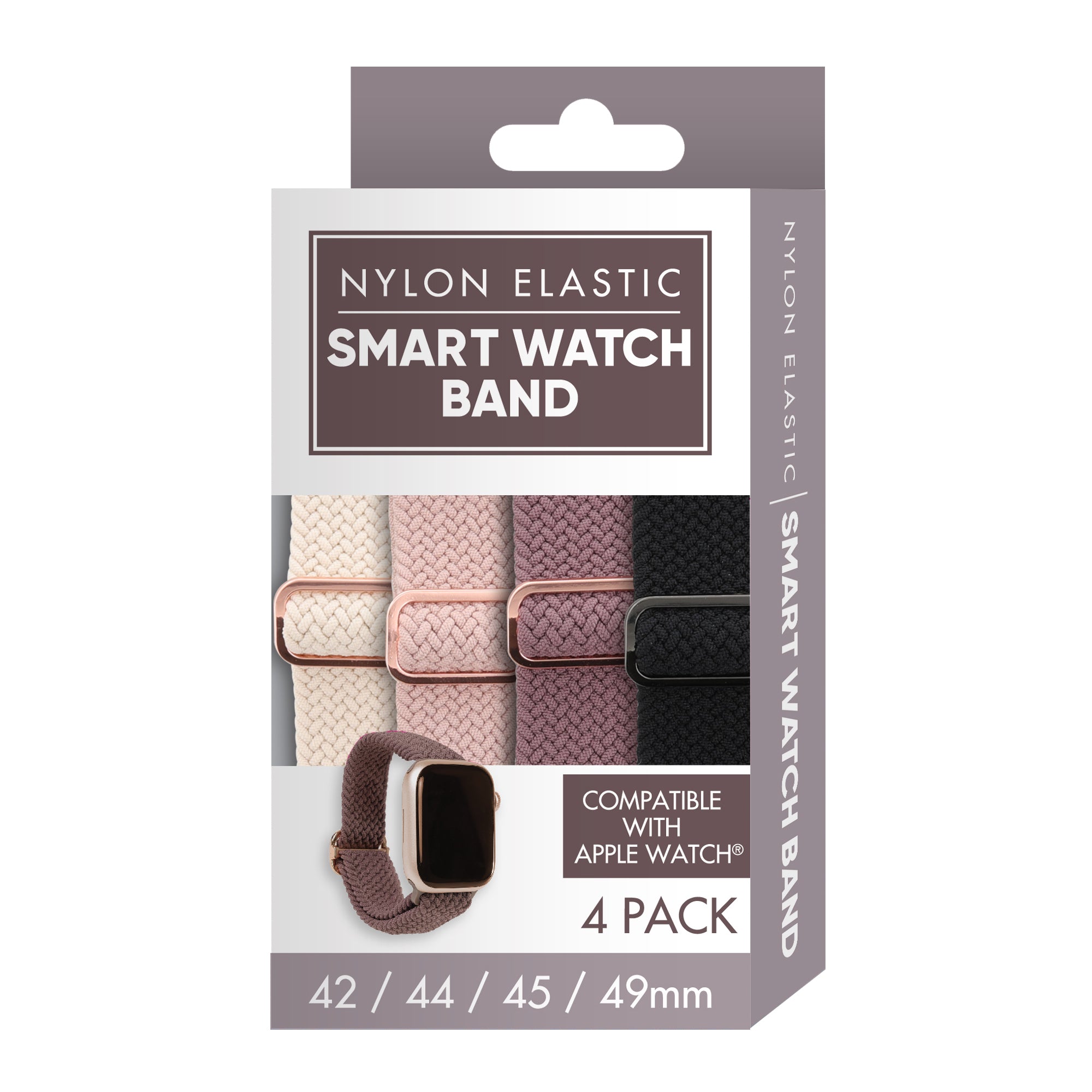 Unisex Smart Watch Nylon Braided Elastic Band 4 Pack – Large Size, Breathable