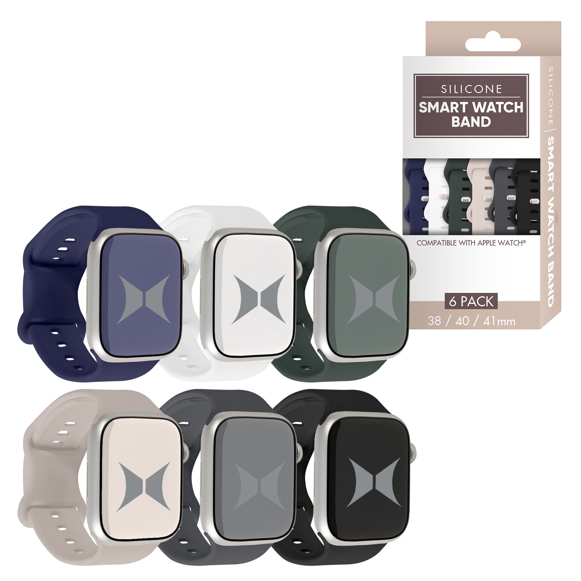 Smart Watch Soft Silicone Band 6 Pack – Small Size, Waterproof, New Buckle Design