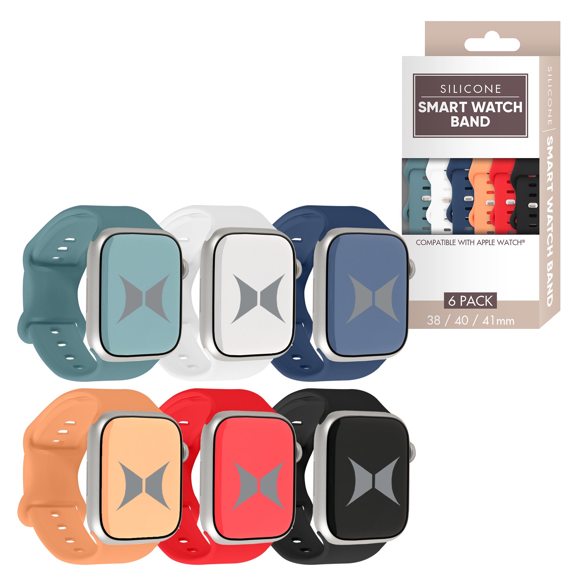Smart Watch Soft Silicone Band 6 Pack – Small Size, Waterproof, New Buckle Design