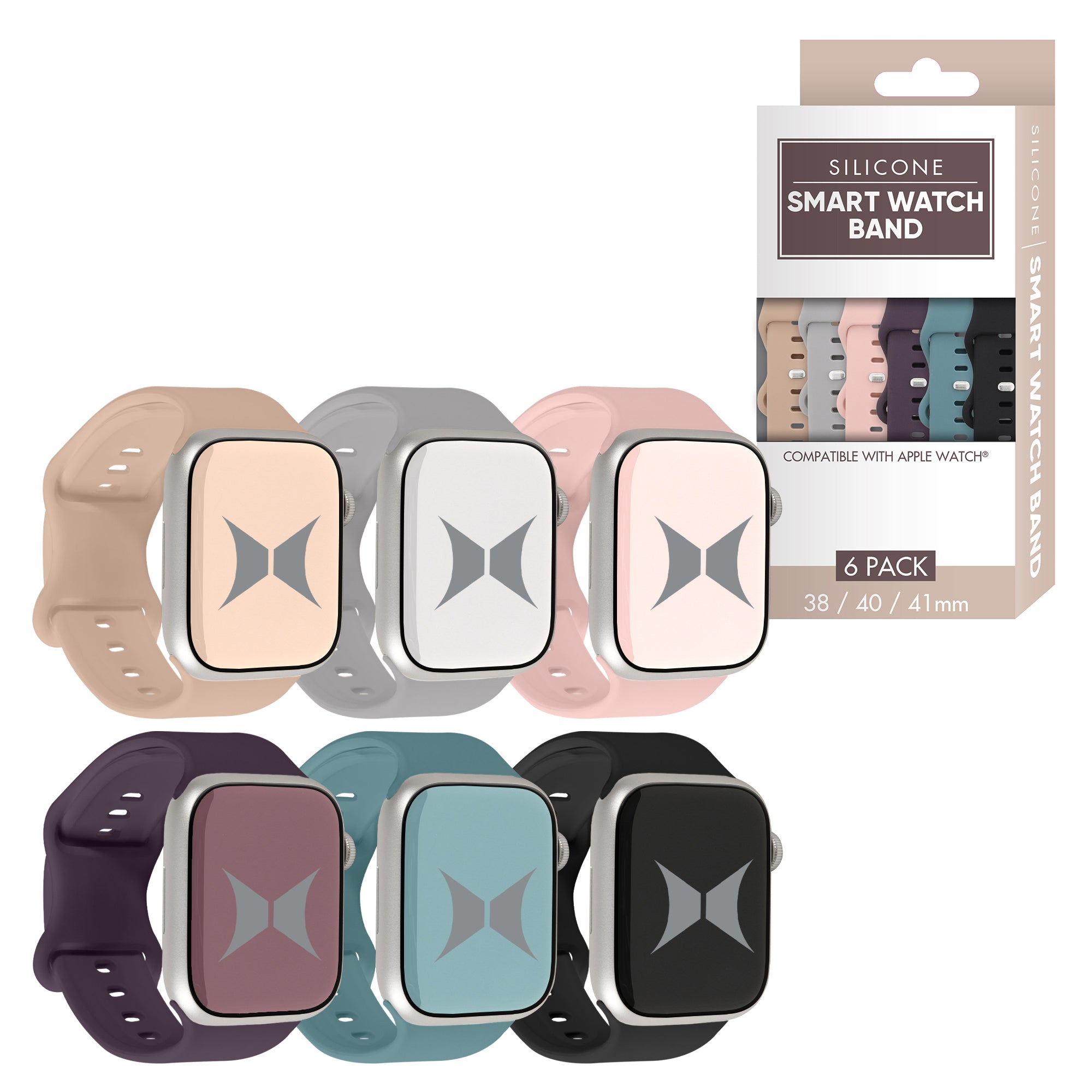 Smart Watch Soft Silicone Band 6 Pack – Small Size, Waterproof, New Buckle Design