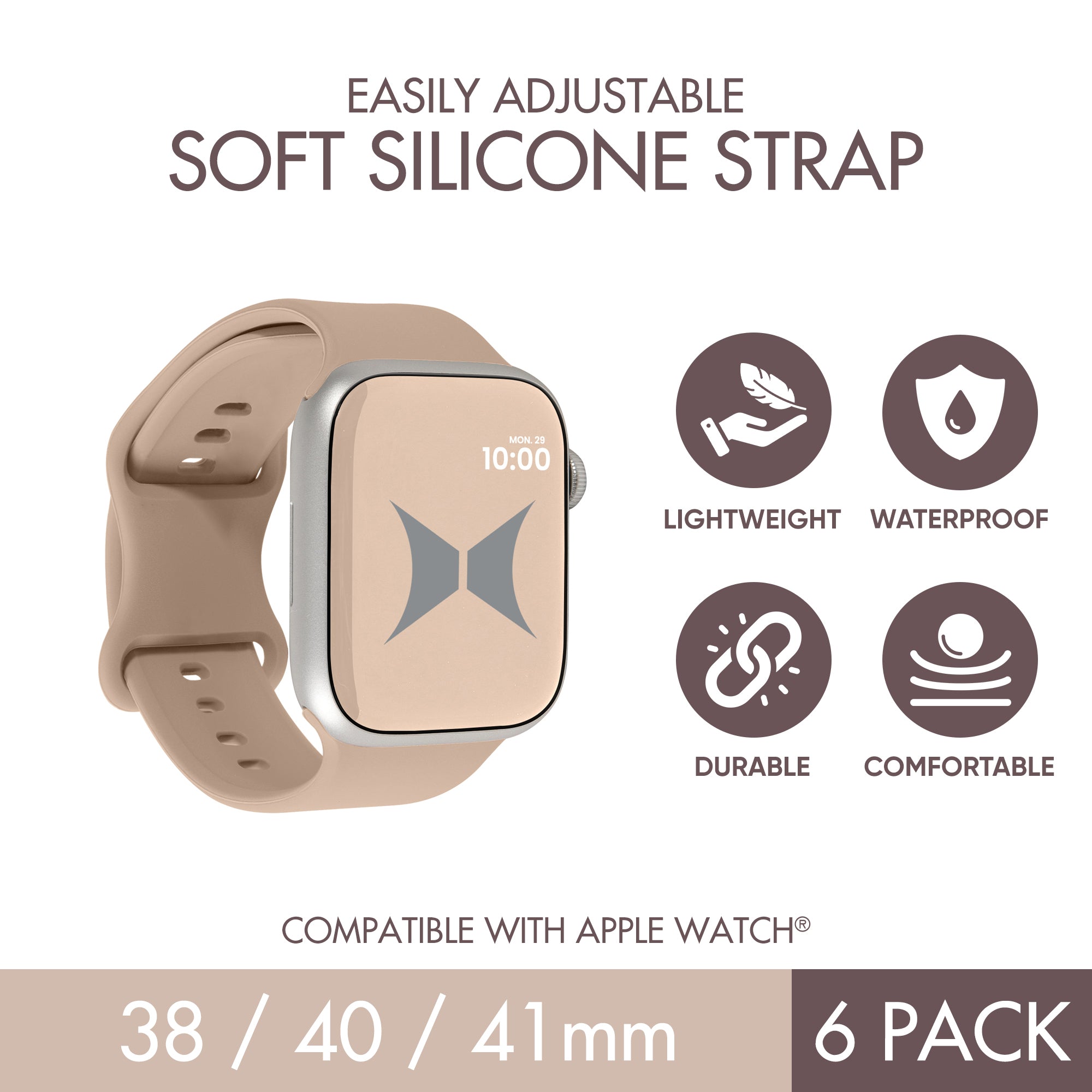 Smart Watch Soft Silicone Band 6 Pack – Small Size, Waterproof, New Buckle Design
