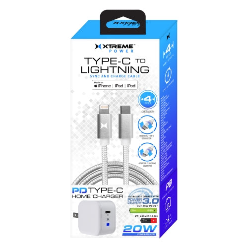 20W USB-C PD Fast Charging Kit with MFi Certified Lightning Cable for iPhone & iPad | Complete Home Charger Bundle