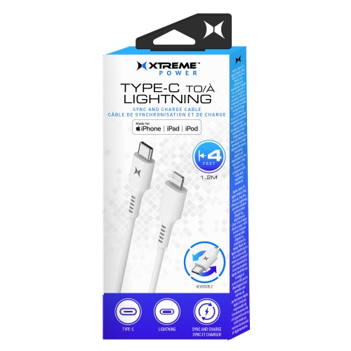 4ft Lightning to Type-C Cable, Fast Charging & Durable