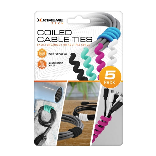 5-Pack Multi-Purpose Reusable Cable Ties for Cord Management and Organization | Adjustable and Durable Wire Holders