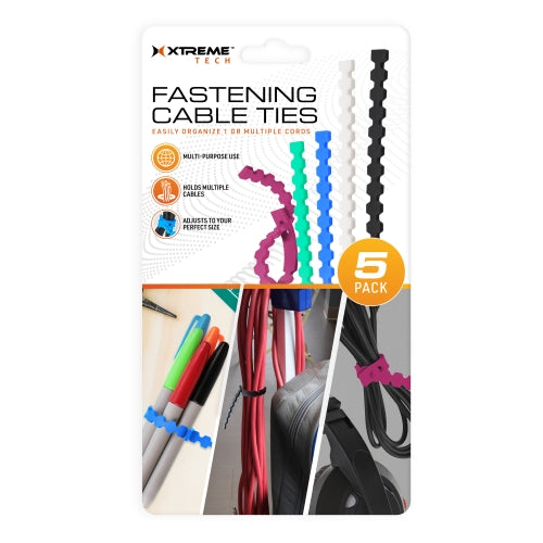5-Pack Multi-Purpose Reusable Cable Ties for Cord Management and Organization | Adjustable and Durable Wire Holders