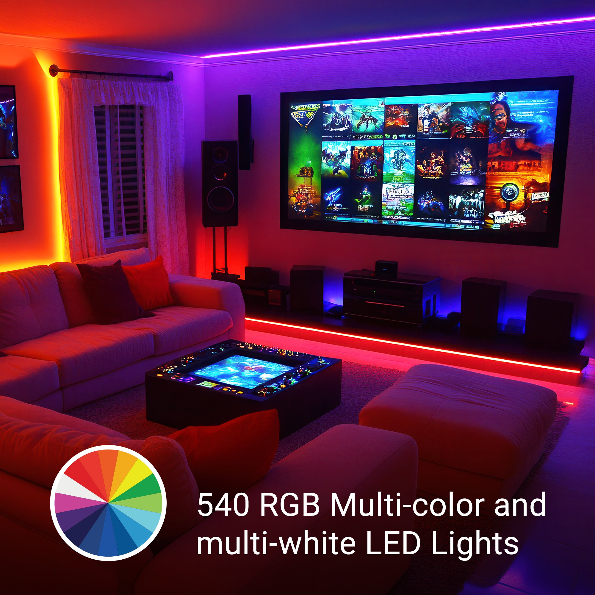 100ft Cut & Customize Indoor LED Light Strip Kit, Includes 3 Connectors