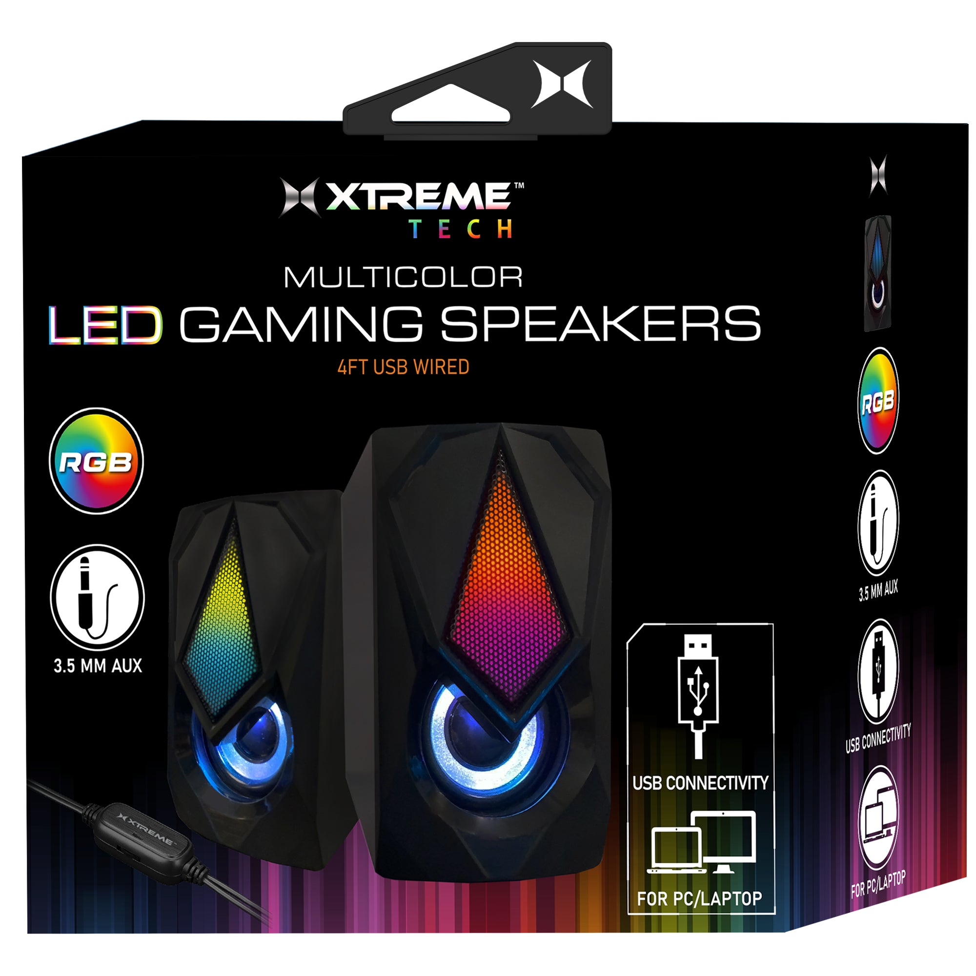 Multicolor LED Gaming Speakers for PC and Laptop, 4ft USB Wired RGB Computer Speakers, Enhance Your Gaming Setup with Dynamic Sound and Lighting