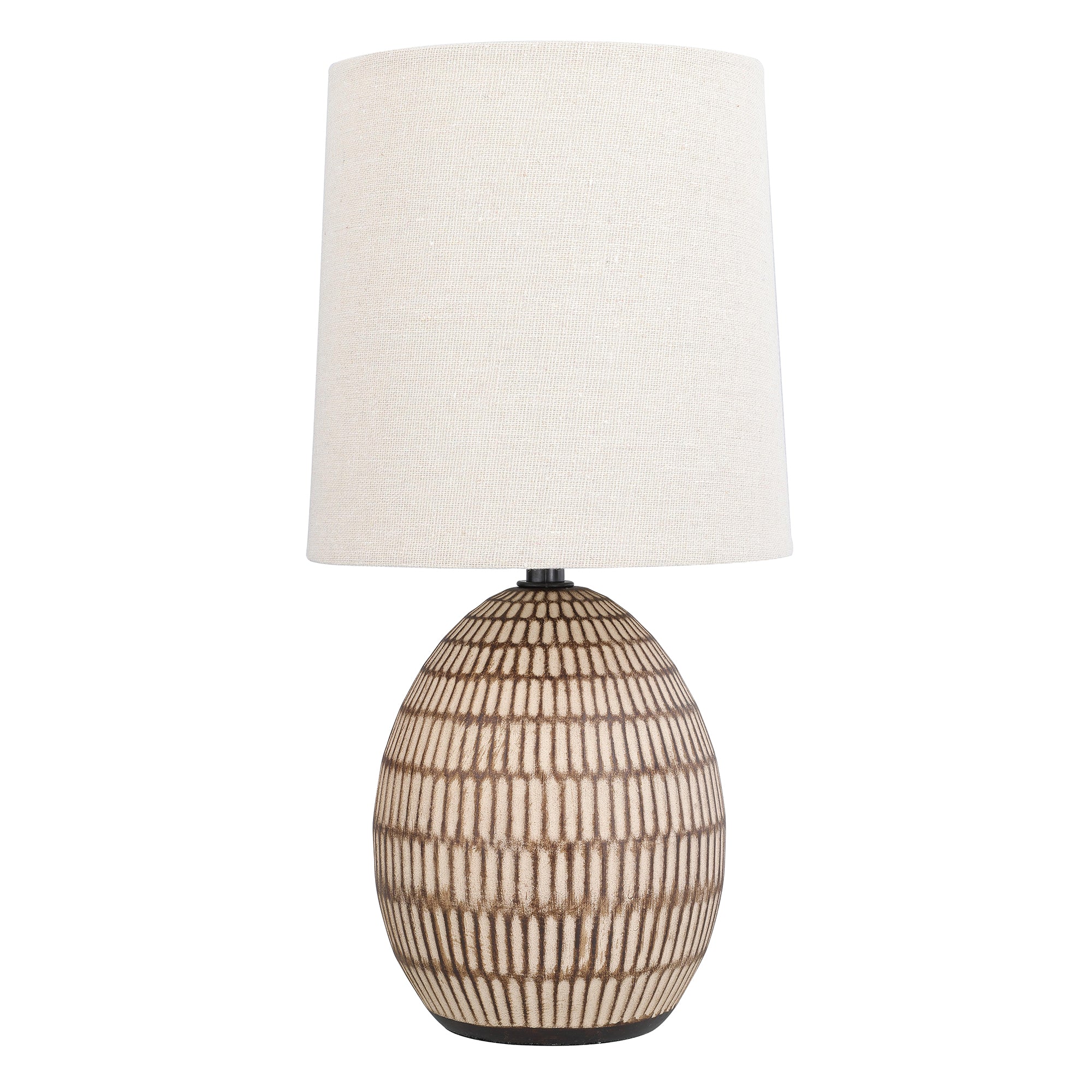12.75inches Power Outlet Ceramic Carved Table Lamp with Shade