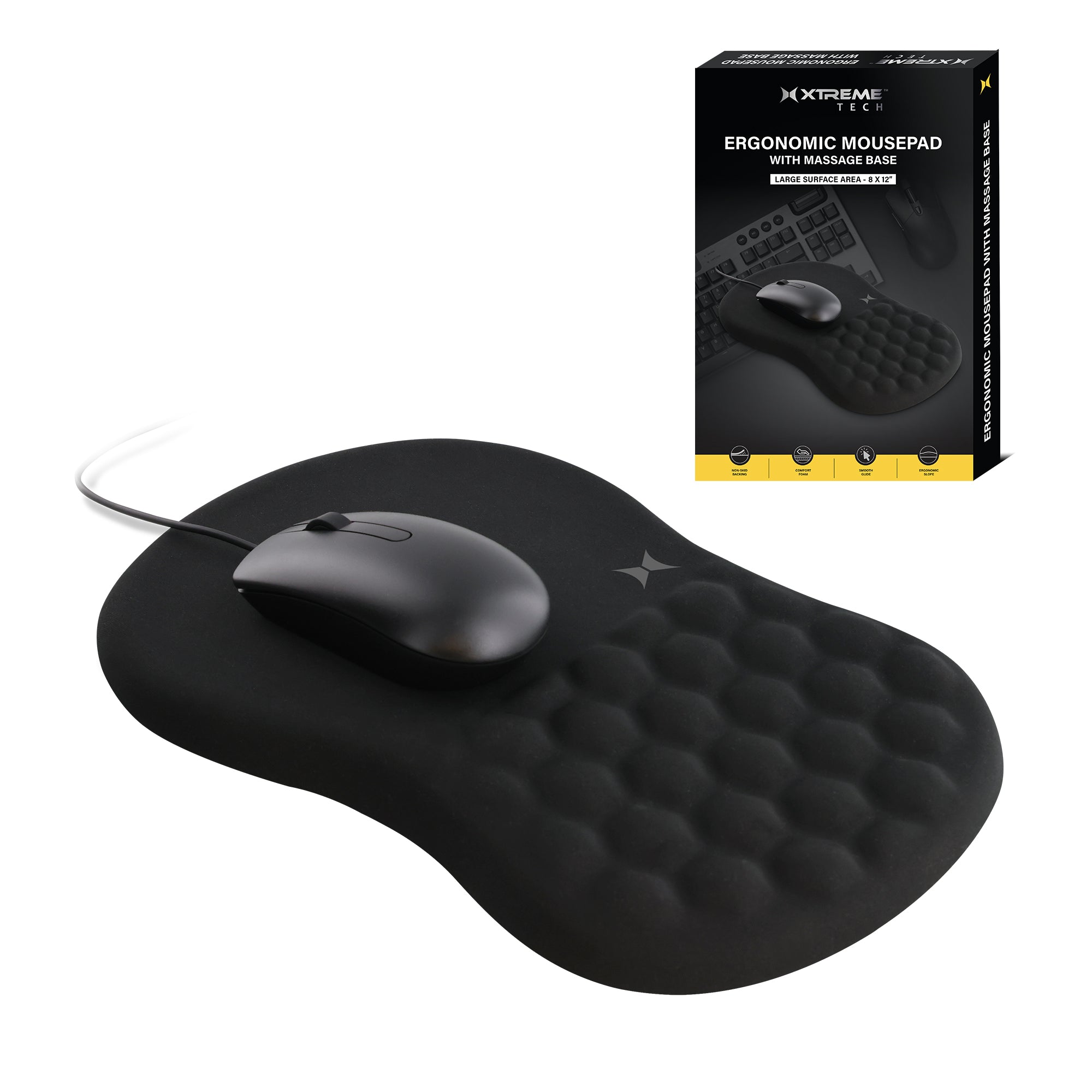 Ergonomic Massage Mouse Pad, Large 8 x 12" Non-Slip Surface