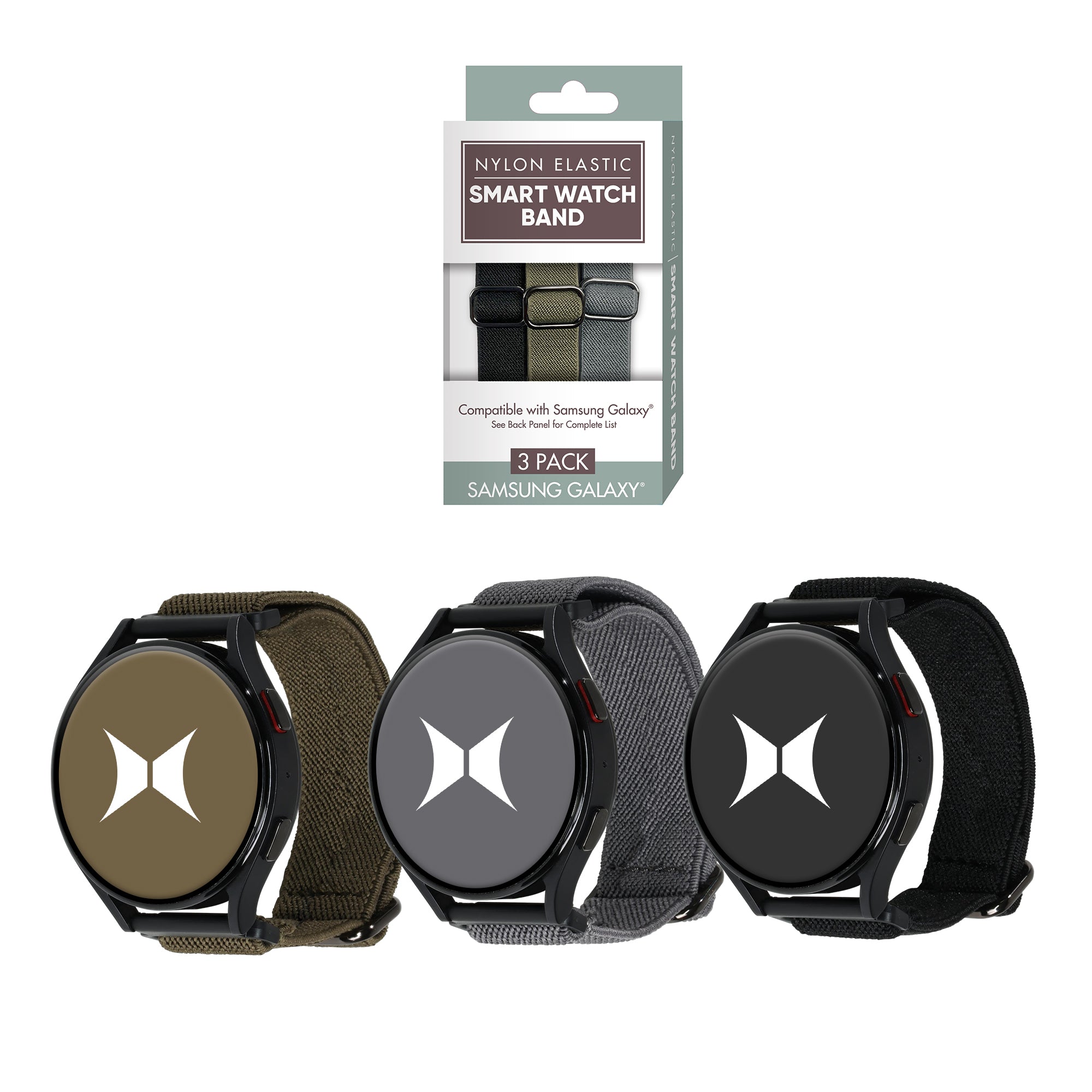 Samsung Watch Replacement Band 3 Pack – Unisex Nylon Braided Elastic Bands, One Size