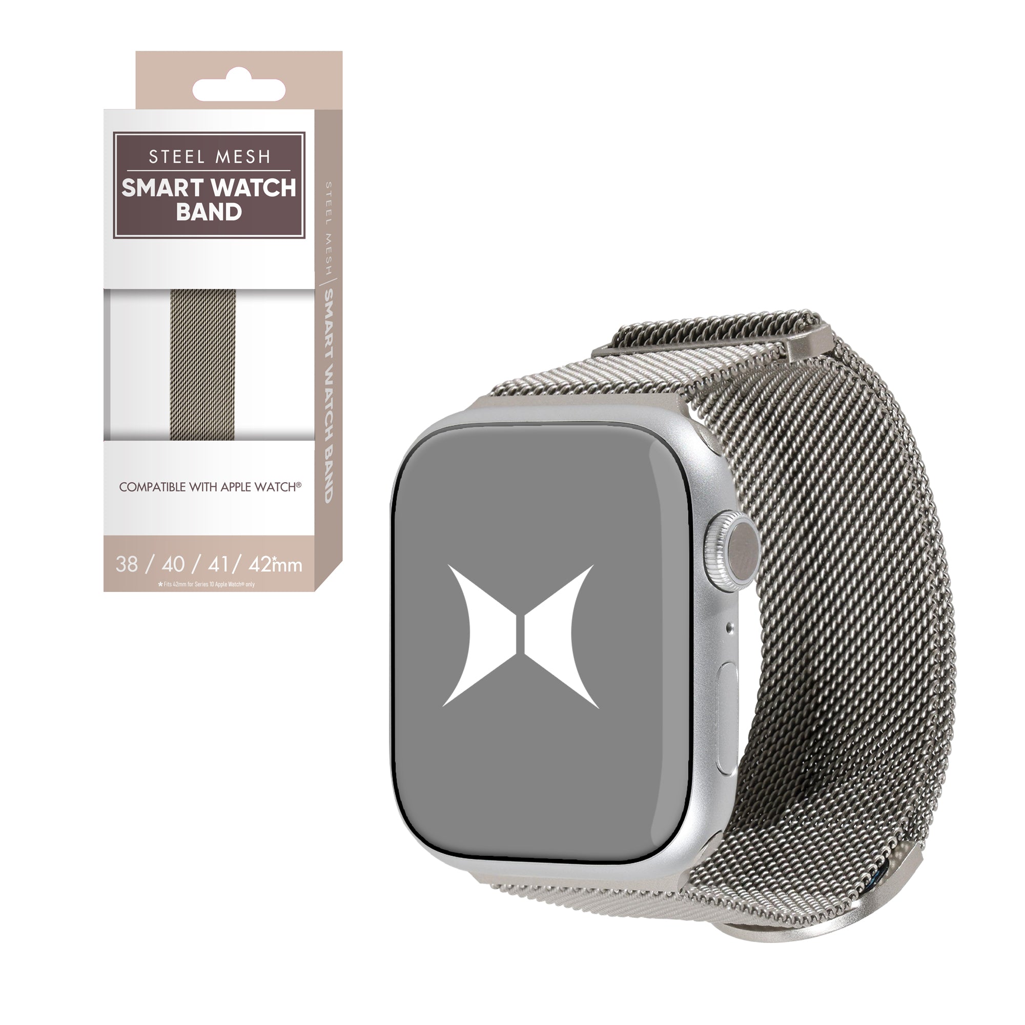 Premium Steel Mesh Apple Watch Band with Adjustable Magnetic Clasp, Starlight Finish, Universal Fit for all Small Series, Easy Installation