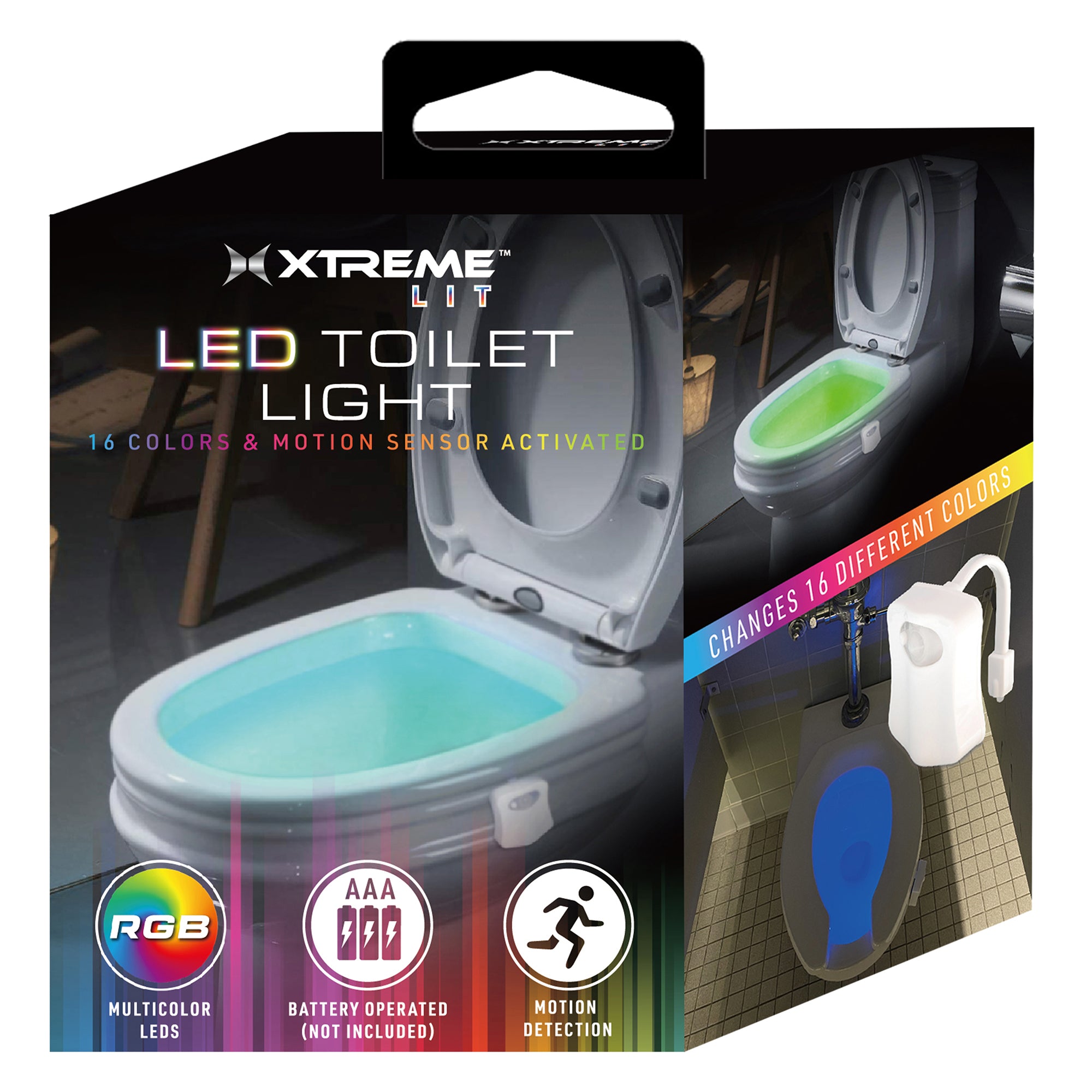 Motion-Activated LED Toilet Light, 10 Colors & Cycle Mode, Requires 3 AAAs