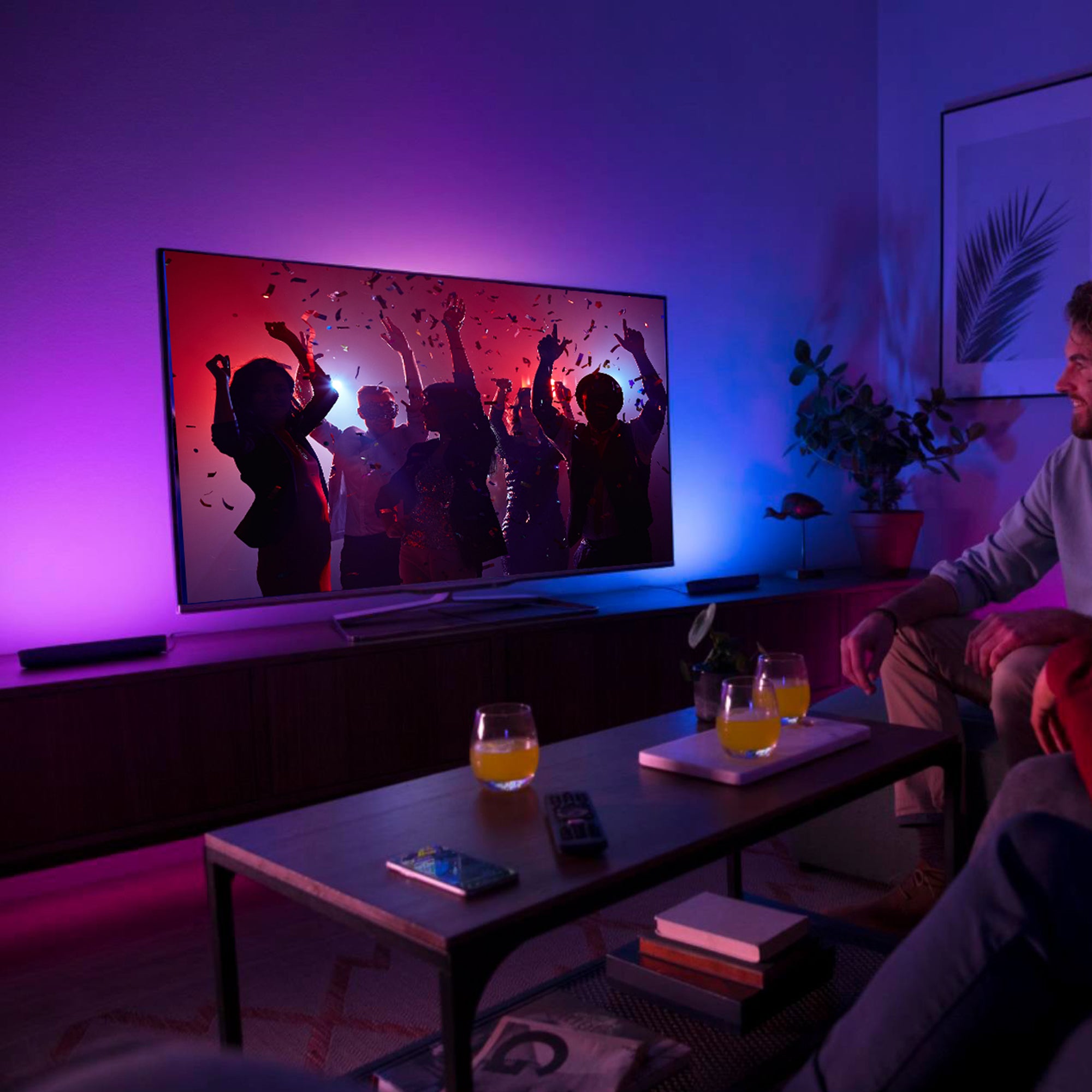 Sound-Reactive Multi-Color Horizontal/Vertical LED Light Bar with Multi-Position Base