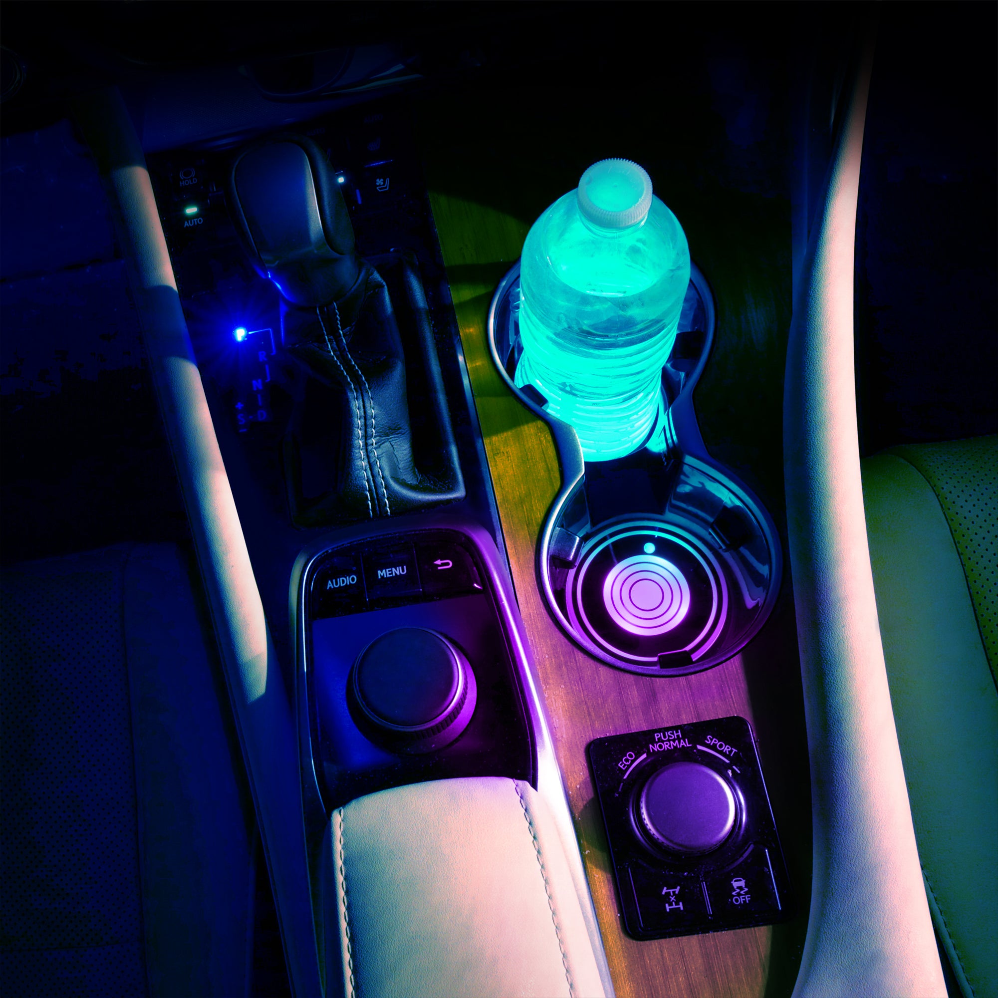 Multicolor LED Cup Holder Light, 1-Pack, Color-Changing, Universal Car Compatibility