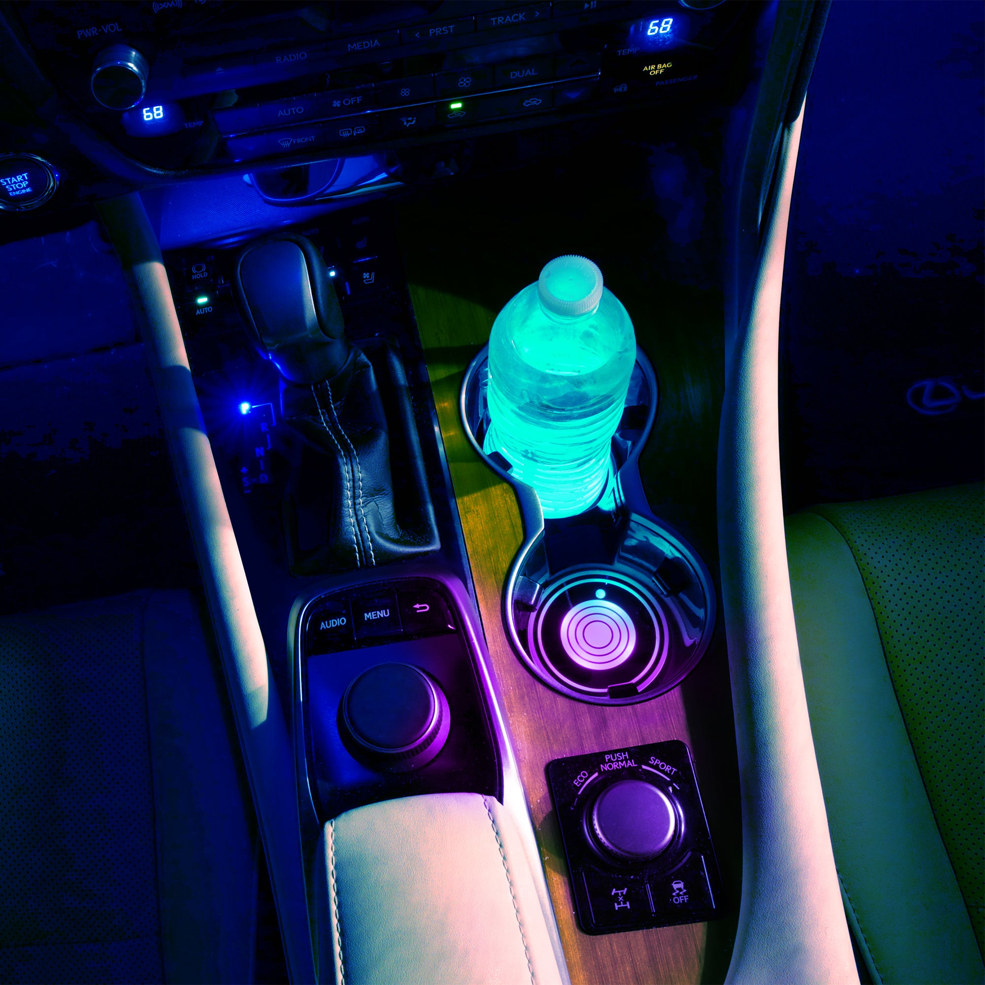 Multicolor LED Cup Holder Light, 1-Pack, Color-Changing, Universal Car Compatibility