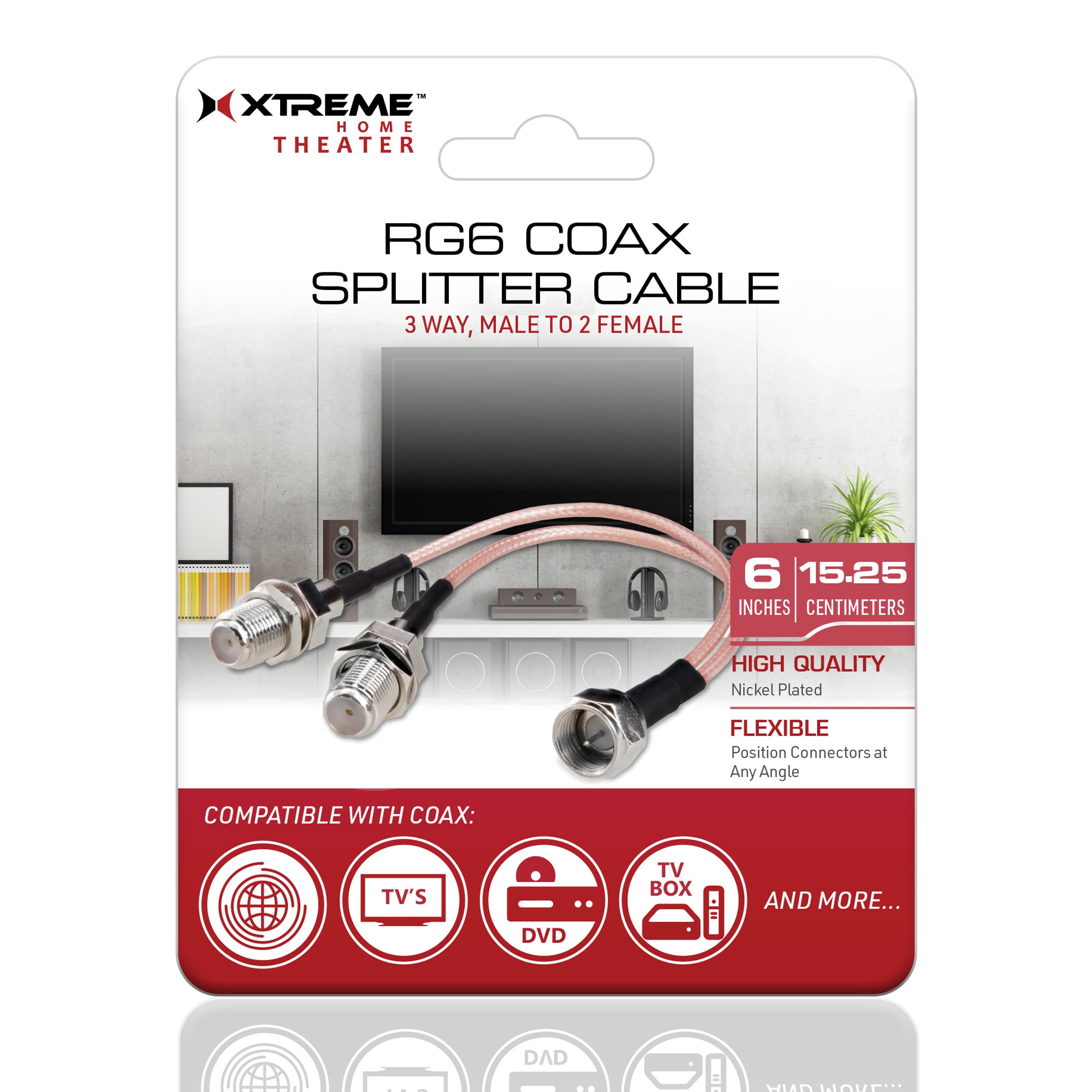 High-Quality Signal Divider COAX 2-in-1-out RG6 Coaxial Cable Splitter for TV and Internet Modem