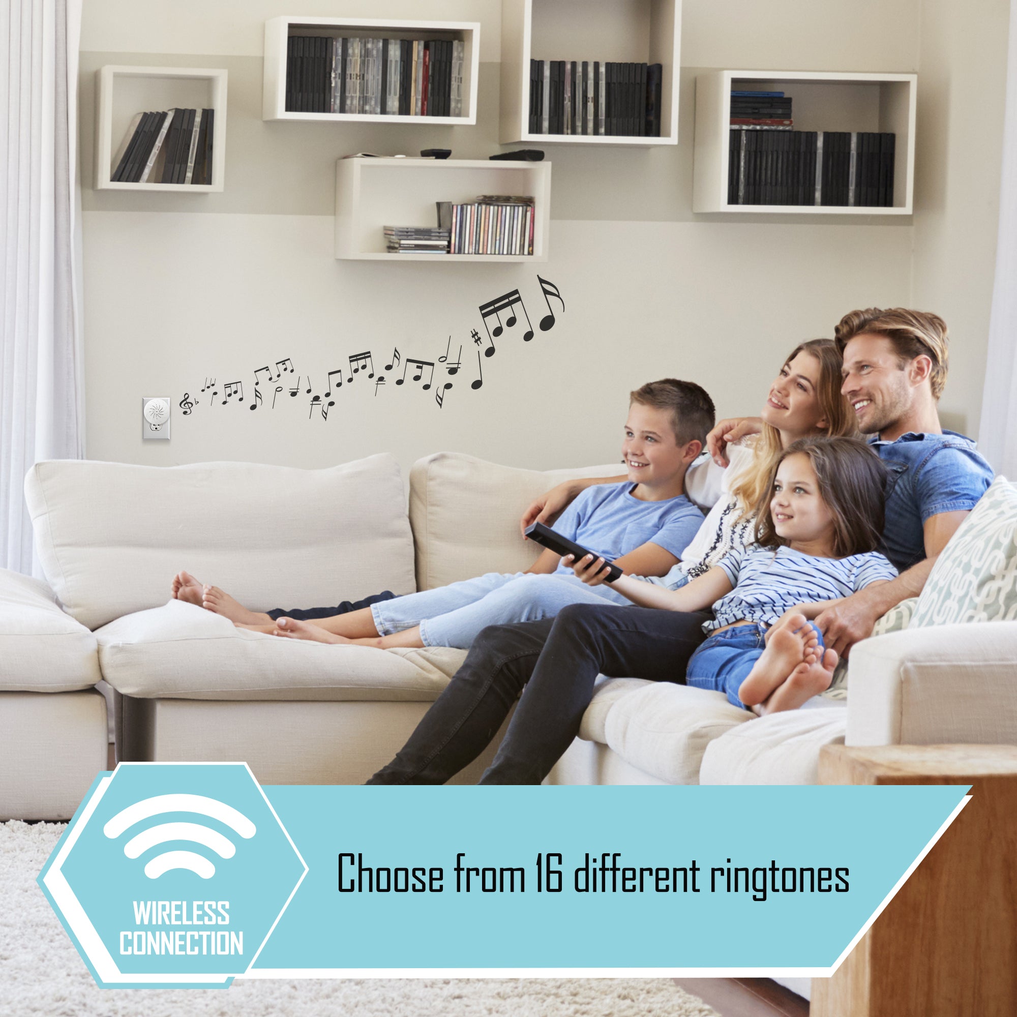 Xtreme Connected Home Wireless Chime with USB Adapter, 16 Ringtones, and Snapshot Battery for Smart Doorbell Systems