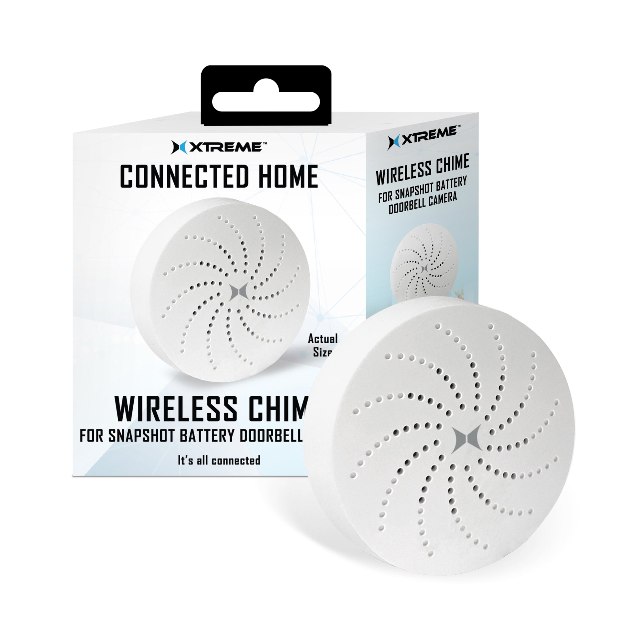 Xtreme Connected Home Wireless Chime with USB Adapter, 16 Ringtones, and Snapshot Battery for Smart Doorbell Systems